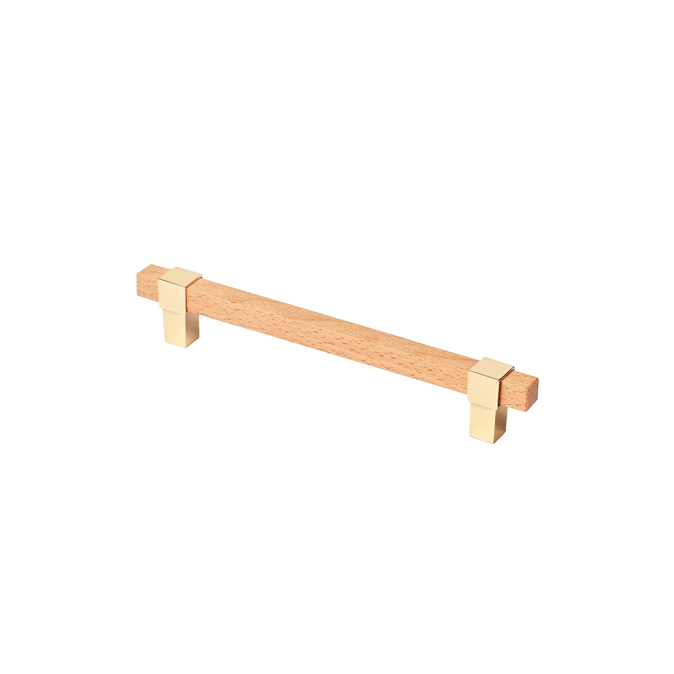 Mantara Lorien Handle W-0028 is a modern zinc and beech wood handle in Gold ideal for kitchen and dresser drawers.