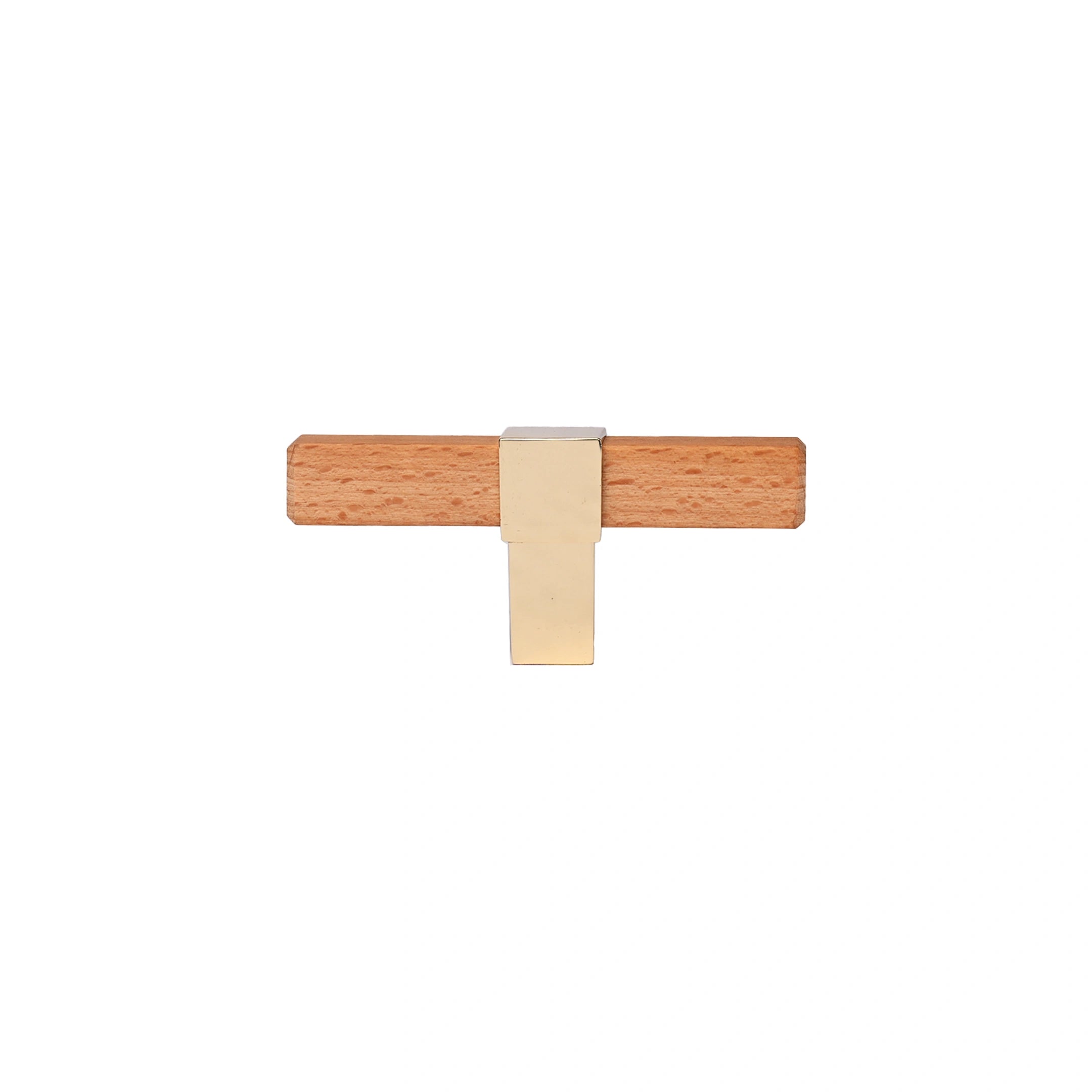 Mantara Lorien Handle W-0028 is a modern zinc and beech wood Tbar in Gold ideal for kitchen and dresser drawers.
