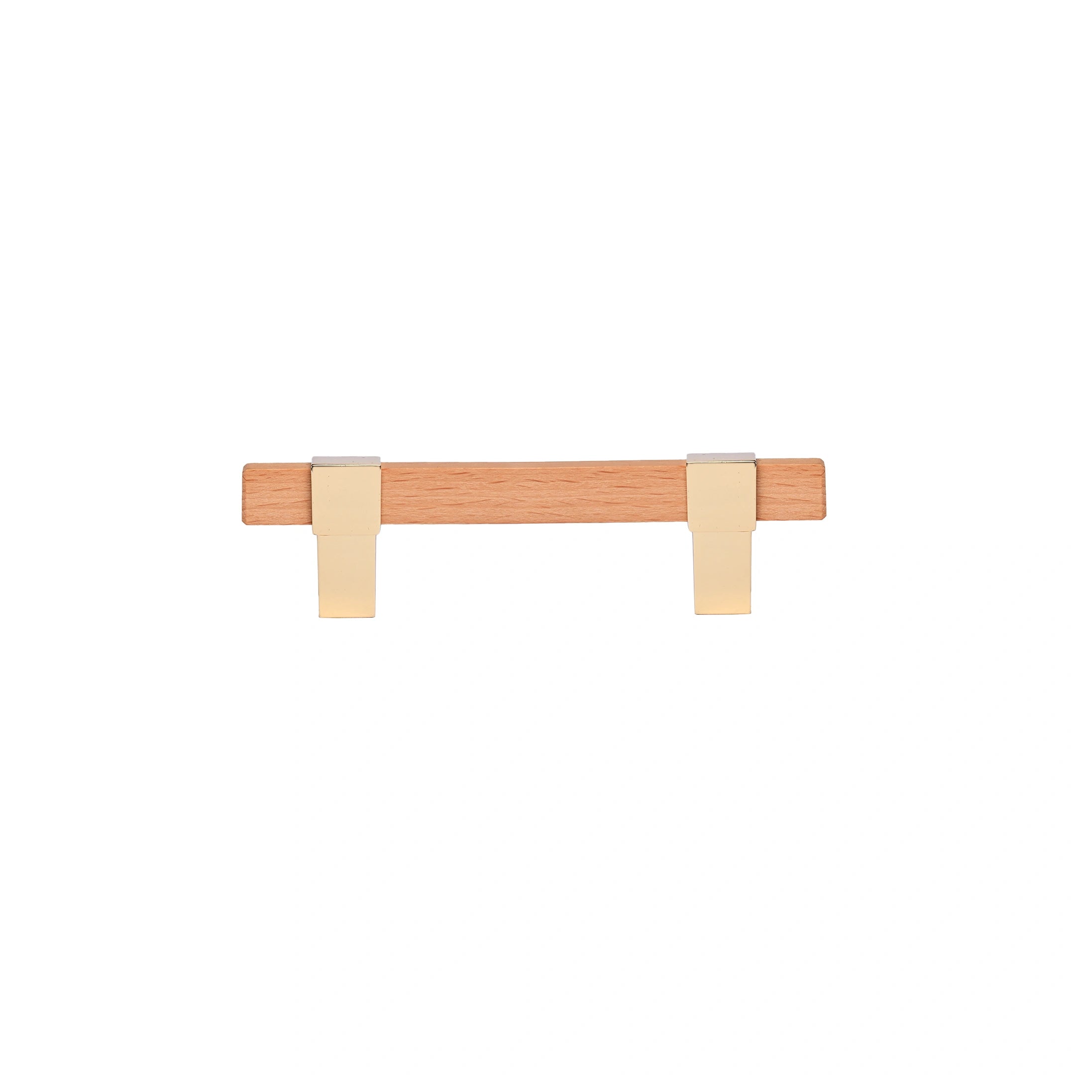 Mantara Lorien Handle W-0028 is a modern zinc and beech wood handle in Gold ideal for kitchen and dresser drawers.