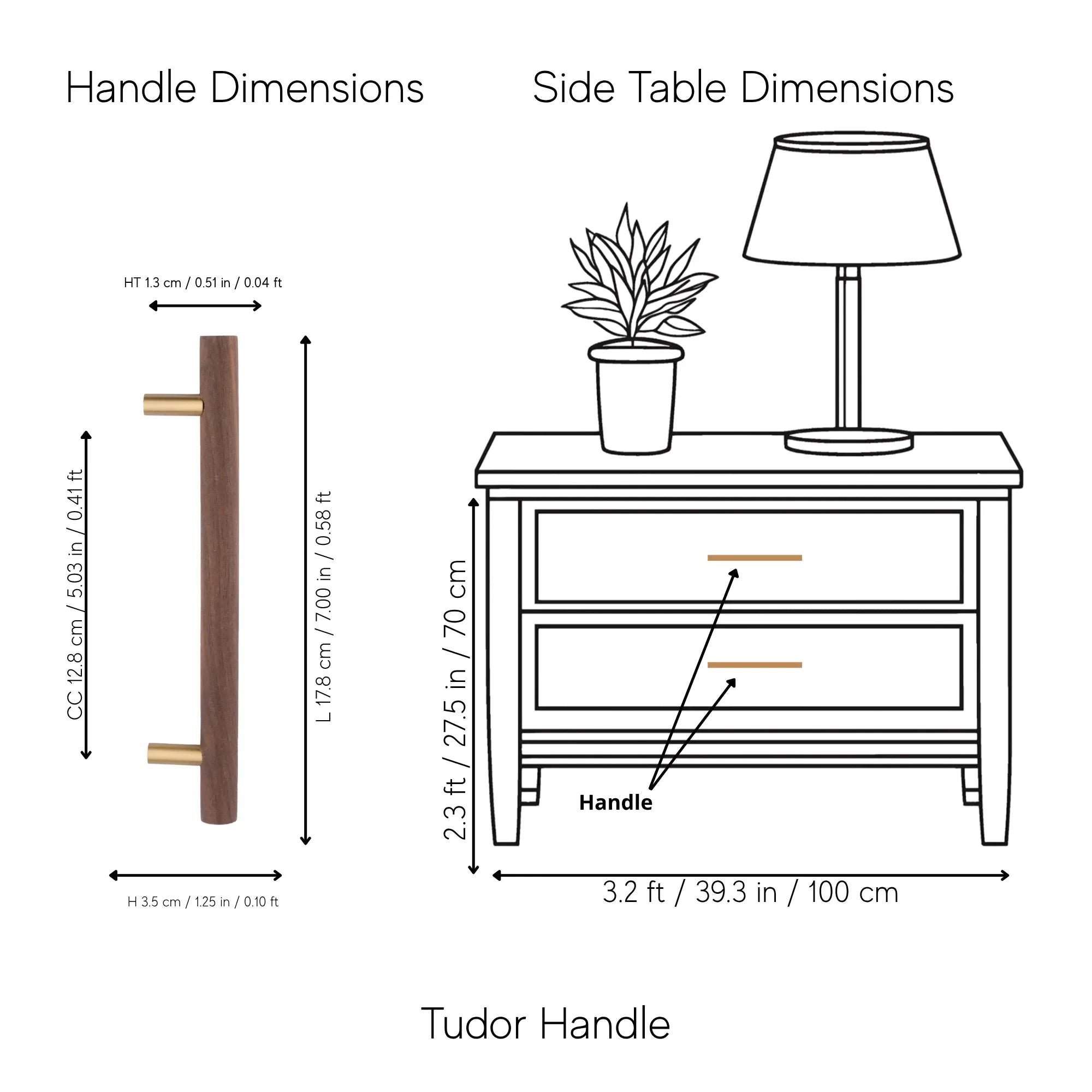 Mantara Tudor Handle W-0007 is a modern brass & walnut handle in brown, ideal for main doors, wardrobes & cabinets.
