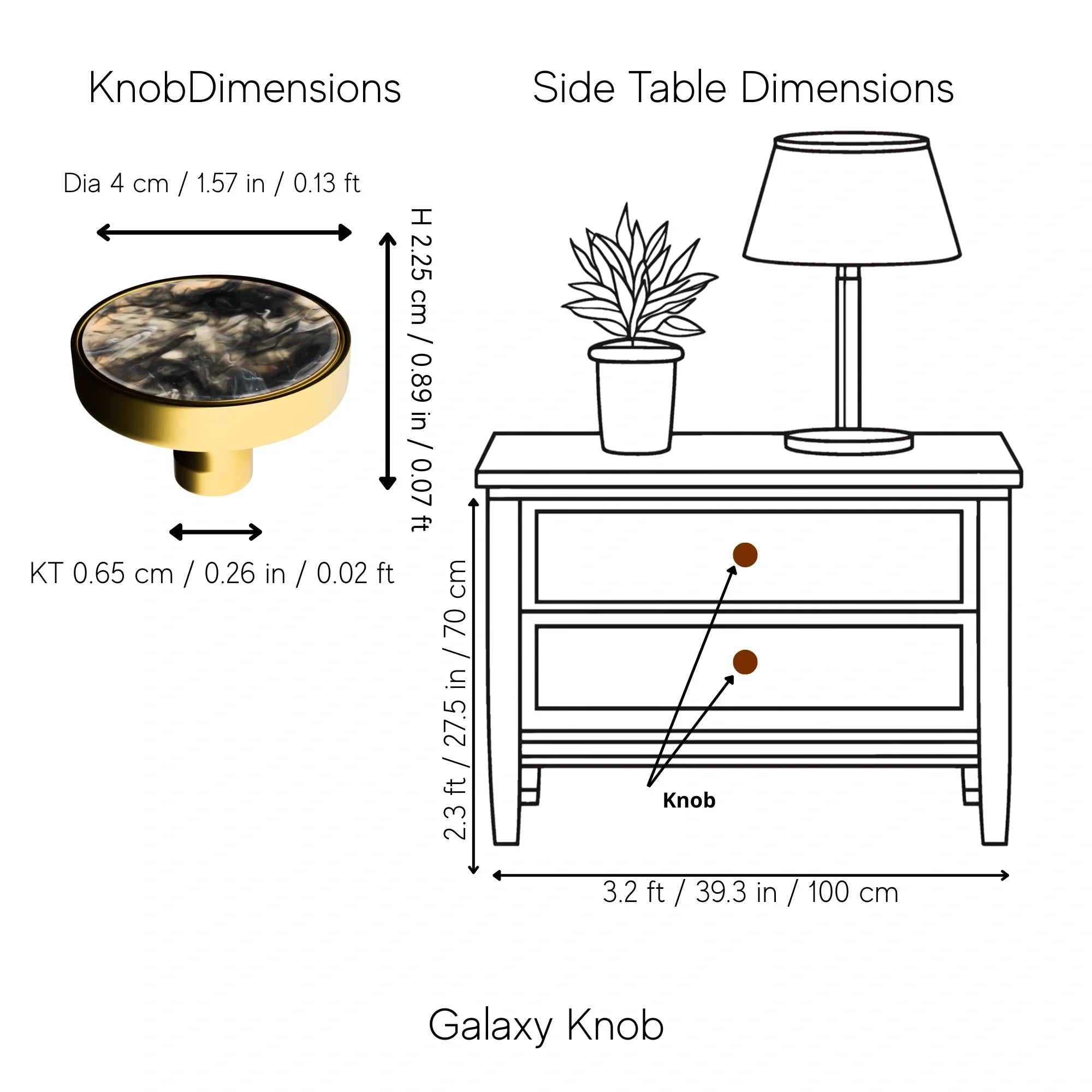 Galaxy round cabinet knob A-0005, clouds mist acrylic & brushed brass, dia40mm, for drawers & wardrobes by Mantara