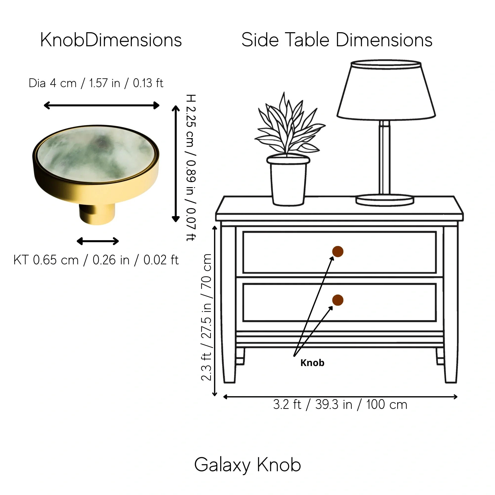 Galaxy round cabinet knob A-0005, dark green acrylic & brushed brass, dia40mm, for doors & drawers by Mantara