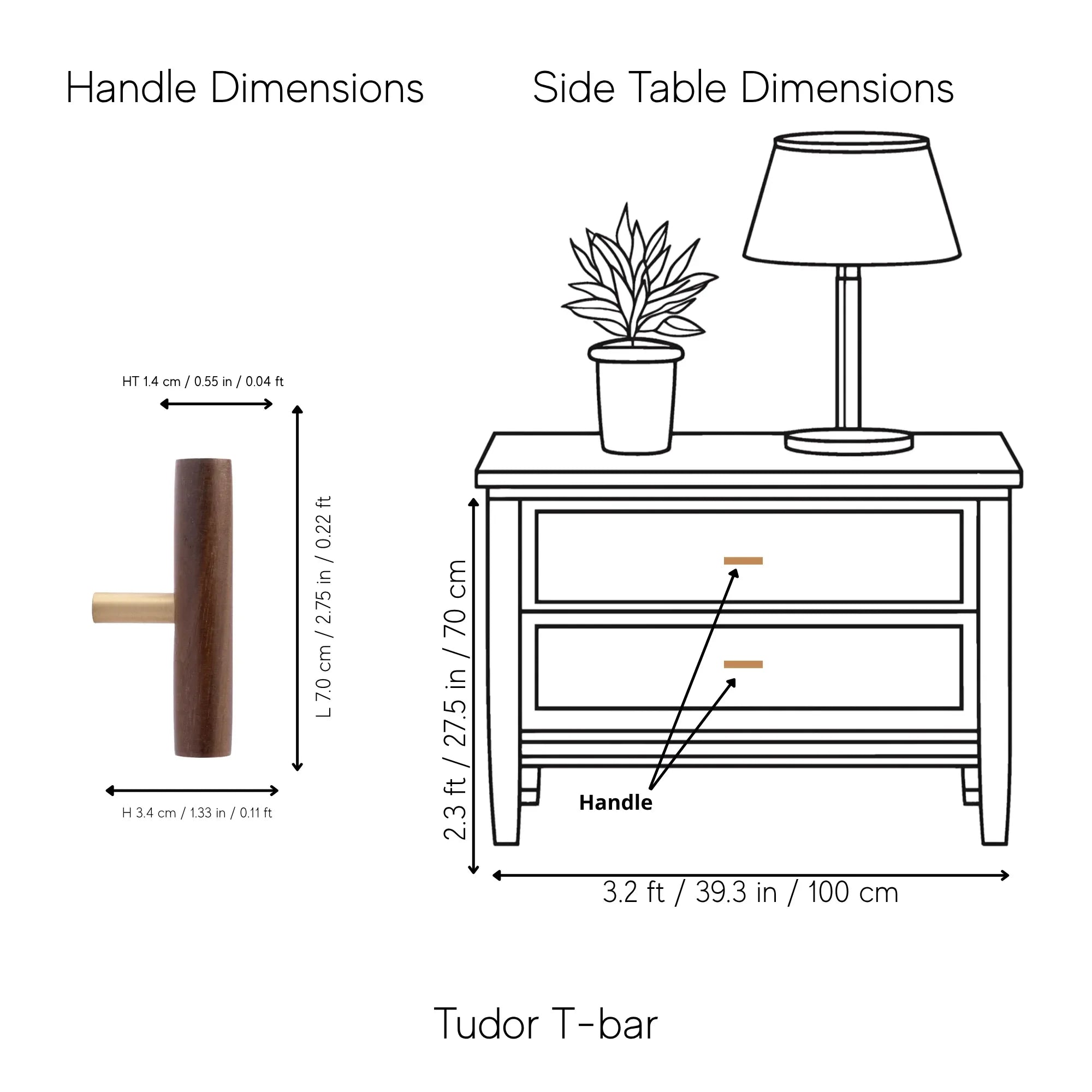 Mantara Tudor Handle W-0007 is a modern brass & walnut handle in brown, ideal for main doors, wardrobes & cabinets.