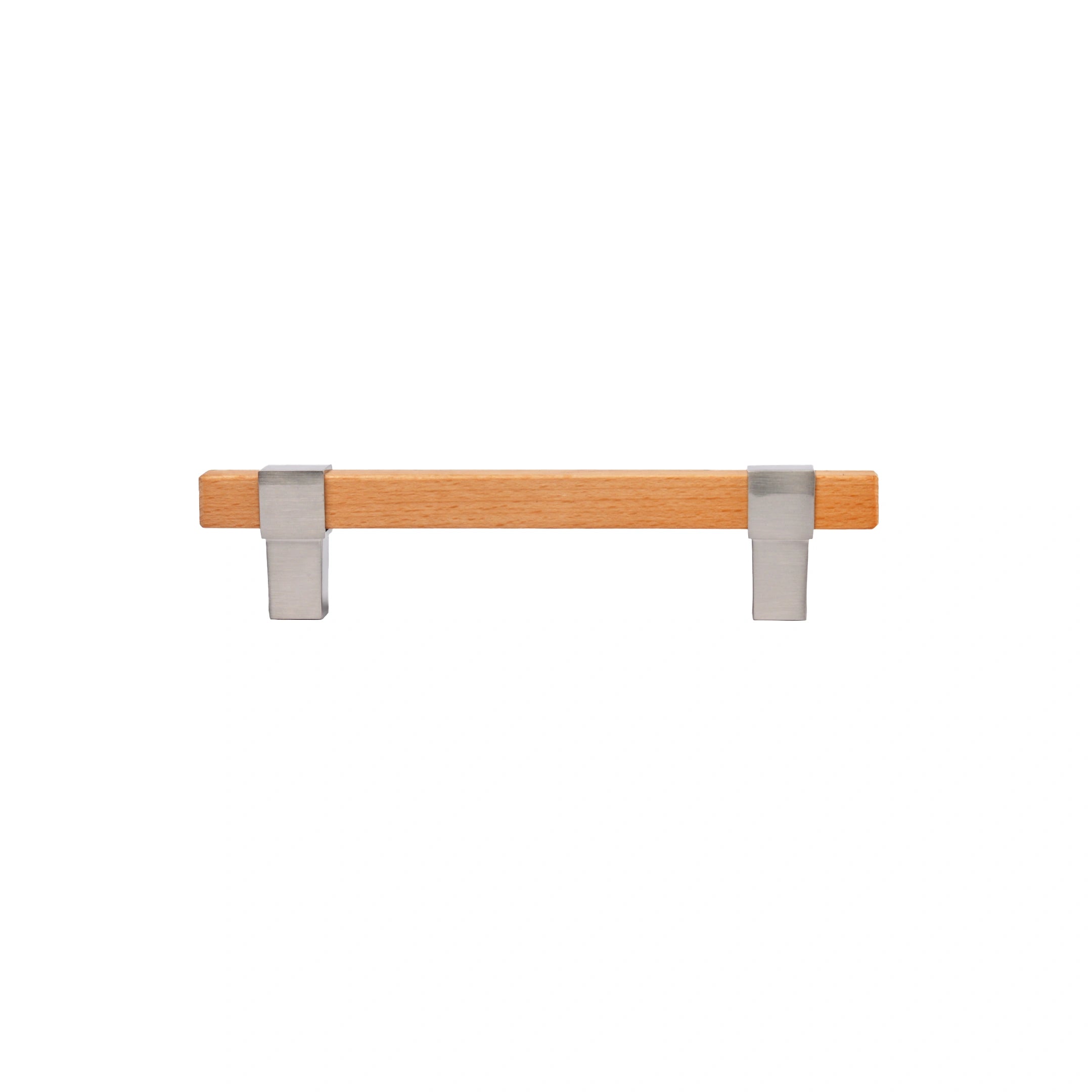 Mantara Lorien Handle W-0028 is a modern zinc and beech wood handle in silver ideal for kitchen and dresser drawers.