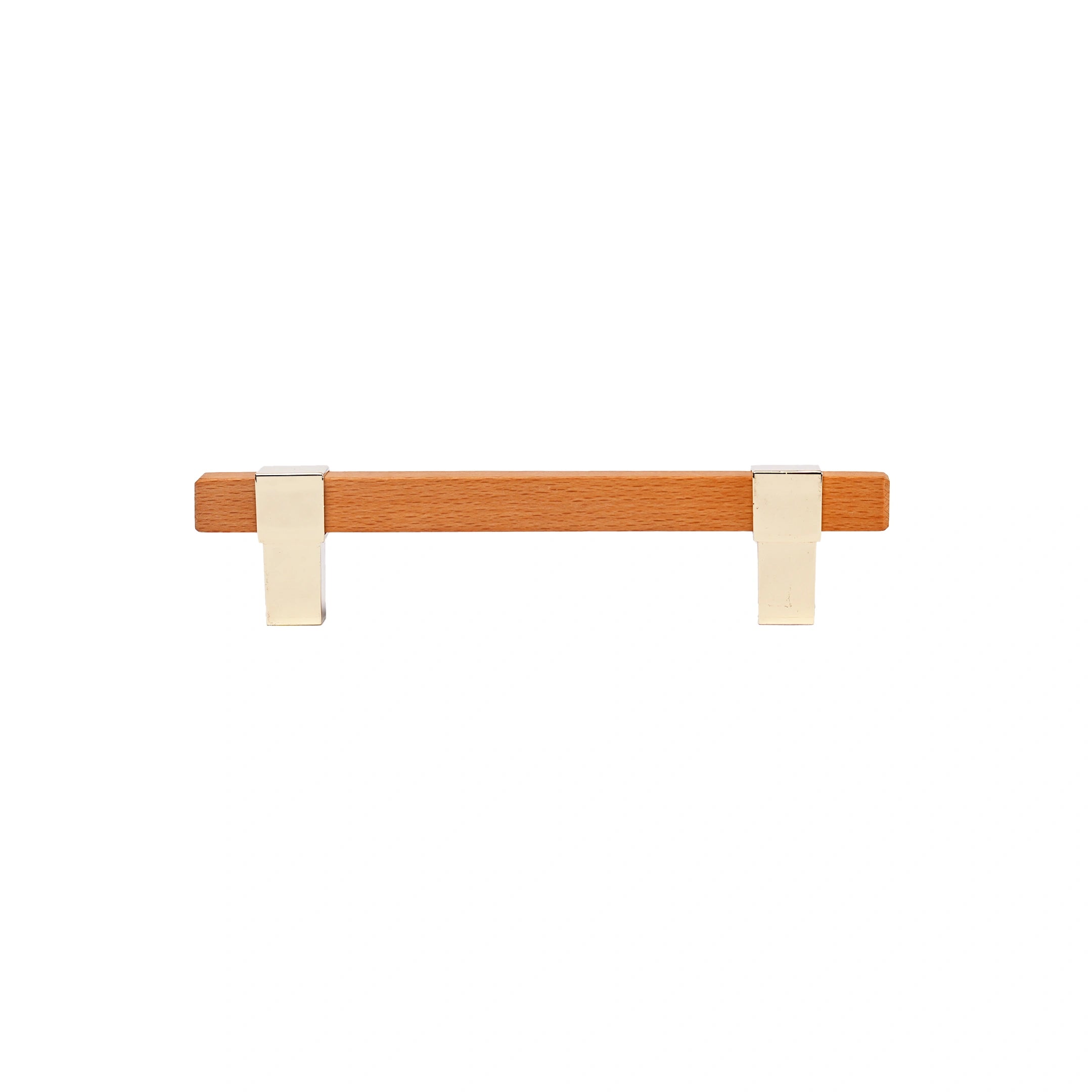 Mantara Lorien Handle W-0028 is a modern zinc and beech wood handle in Gold ideal for kitchen and dresser drawers.