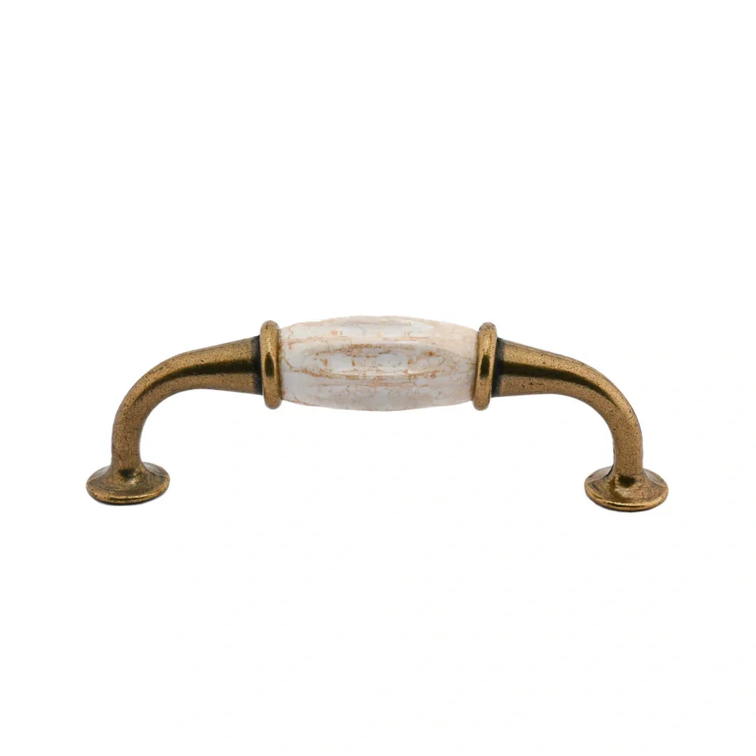 The Mantara CR-0007 Empire Knob is a traditional zinc and ceramic handle in white+Brown with a polished finish, ideal for wardrobes and cabinets.