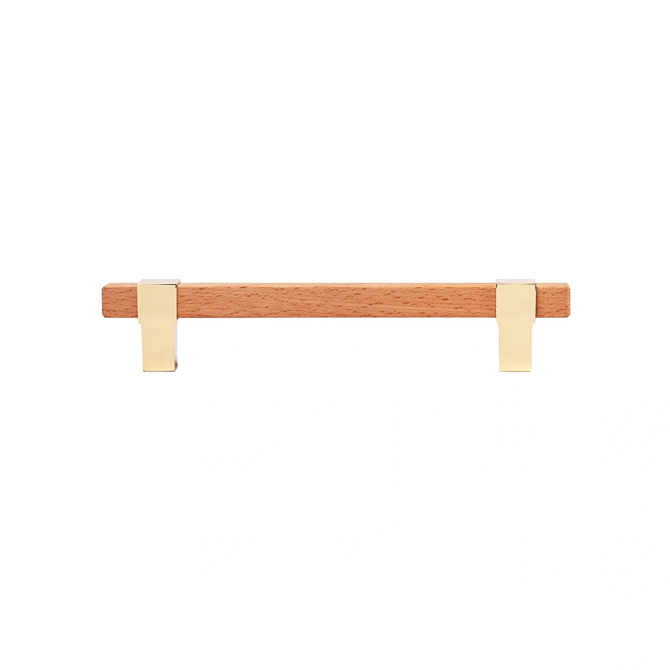 Mantara Lorien Handle W-0028 is a modern zinc and beech wood handle in Gold ideal for kitchen and dresser drawers.