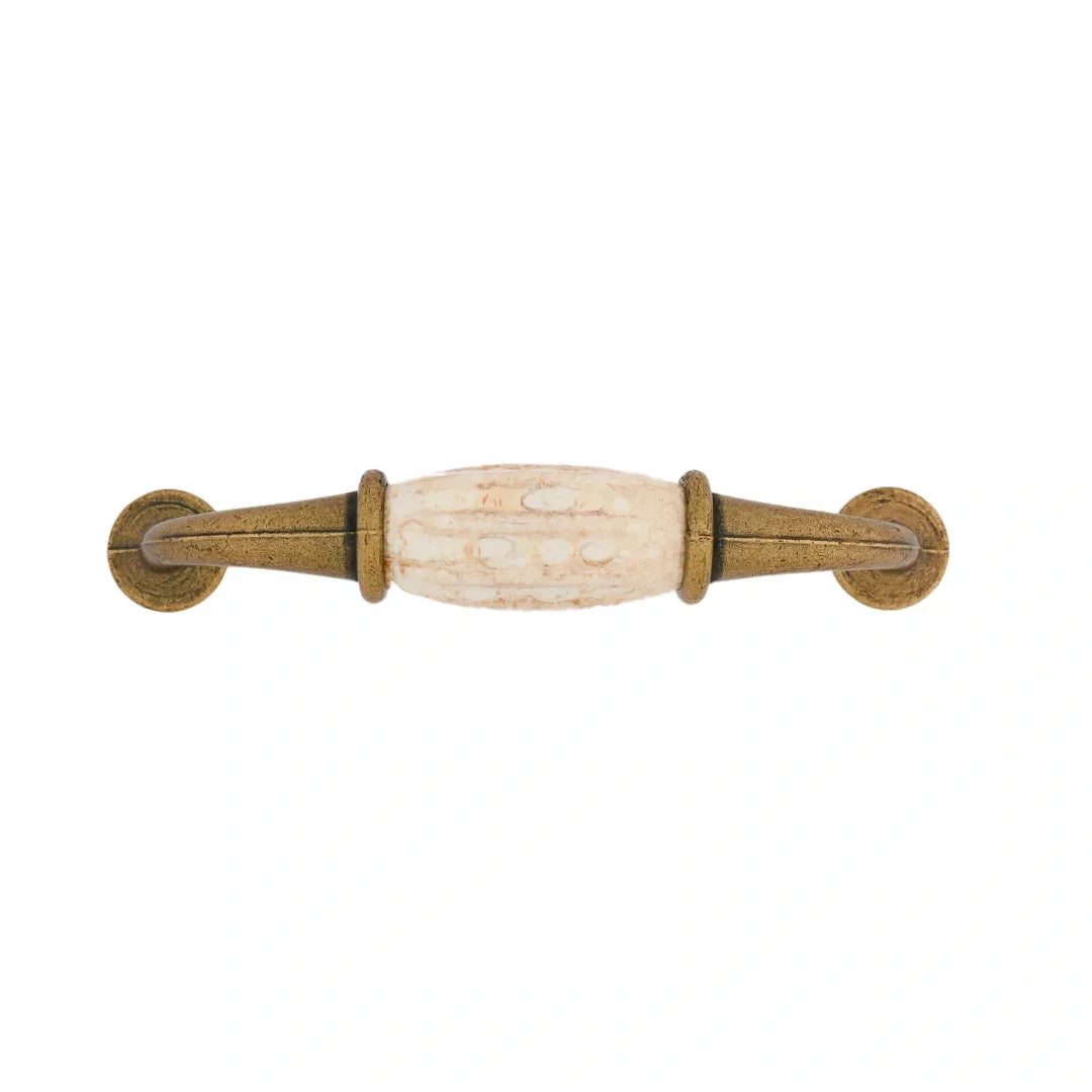 The Mantara CR-0007 Empire Knob is a traditional zinc and ceramic handle in white+Brown with a polished finish, ideal for wardrobes and cabinets.