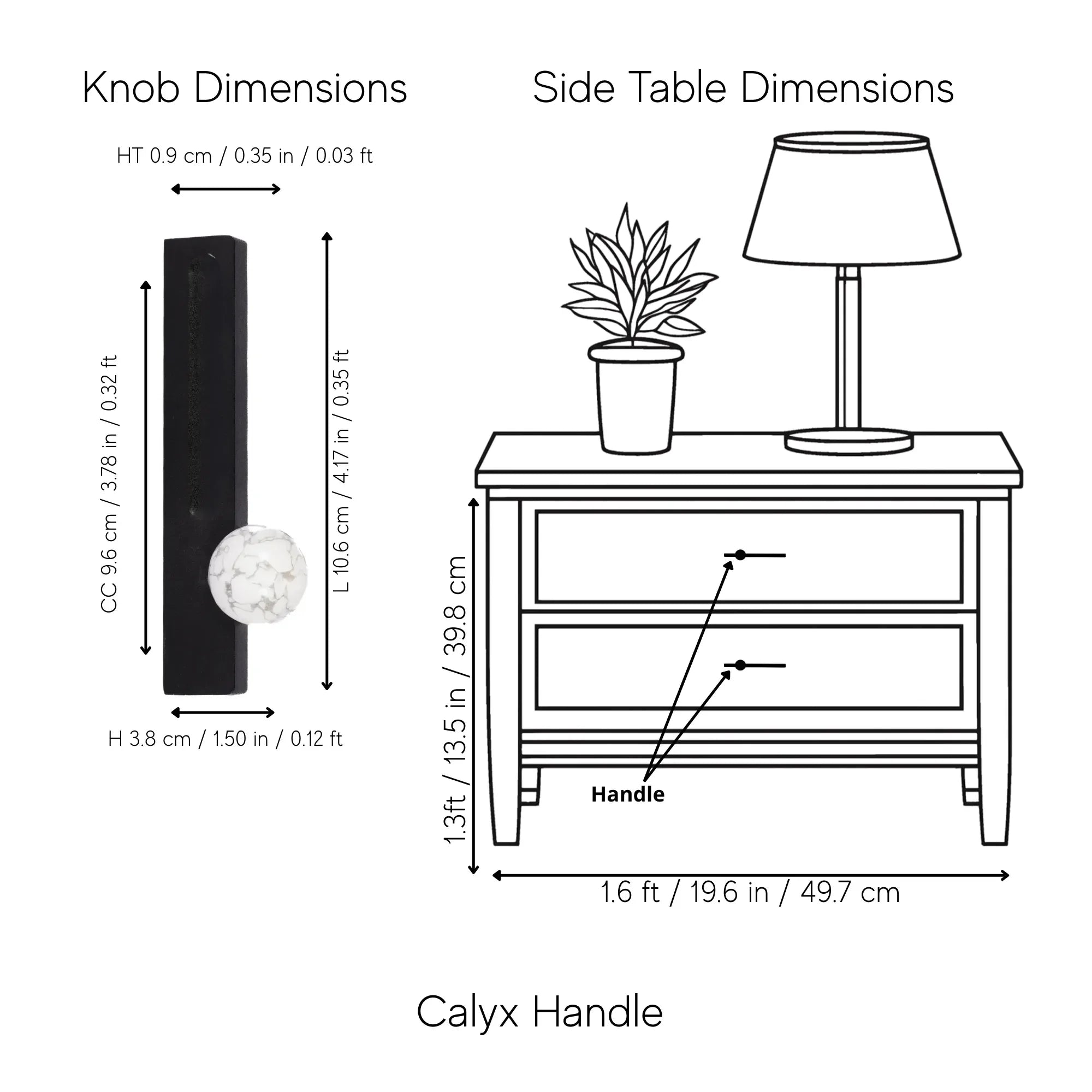 Mantara Calyx Handle M-0017 is a modern white marble handle with brushed finish, ideal for kitchen & dresser drawers.