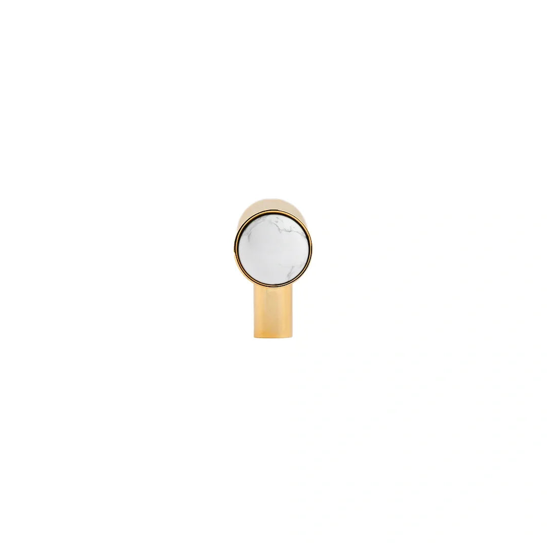 Mantara Palazzo Handle M-0014 is a modern marble & brass knob in gold+white, ideal for kitchen & dresser drawers.