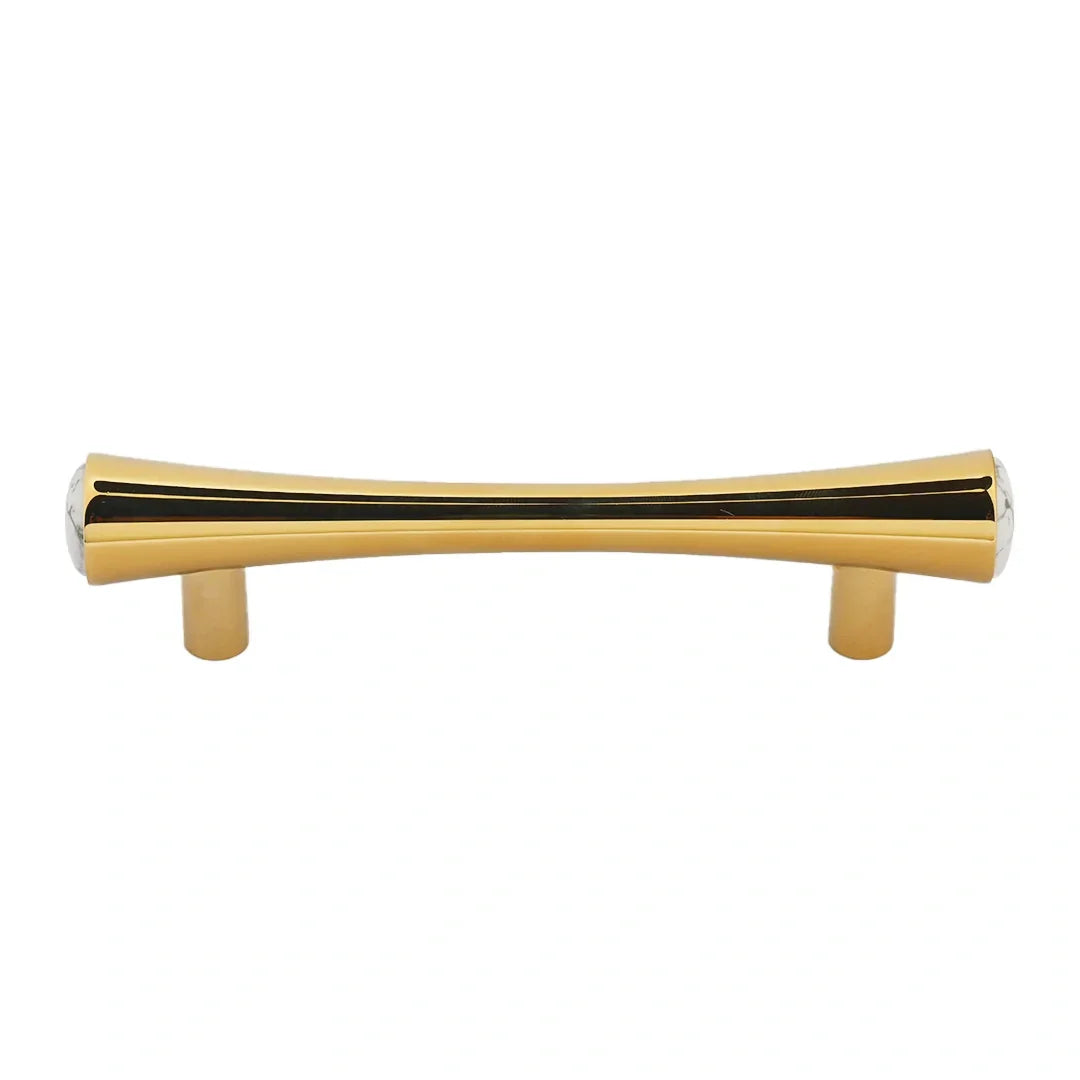 Mantara Palazzo Handle M-0014 is a modern marble & brass knob in gold+white, ideal for kitchen & dresser drawers.