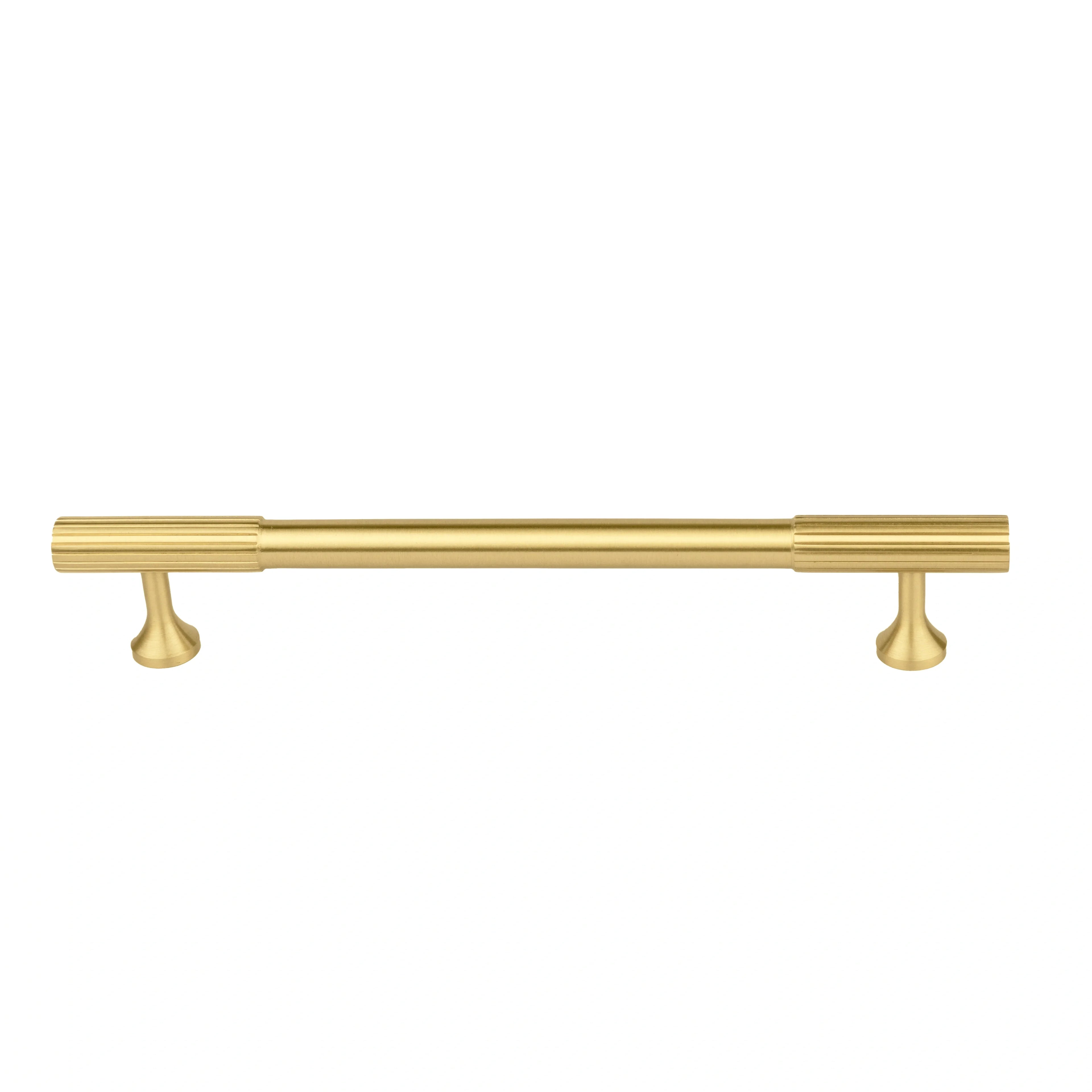 The Mantara B-0051 Oro handle is a modern brass Handle in polished gold perfect for doors, drawers, and cabinets.