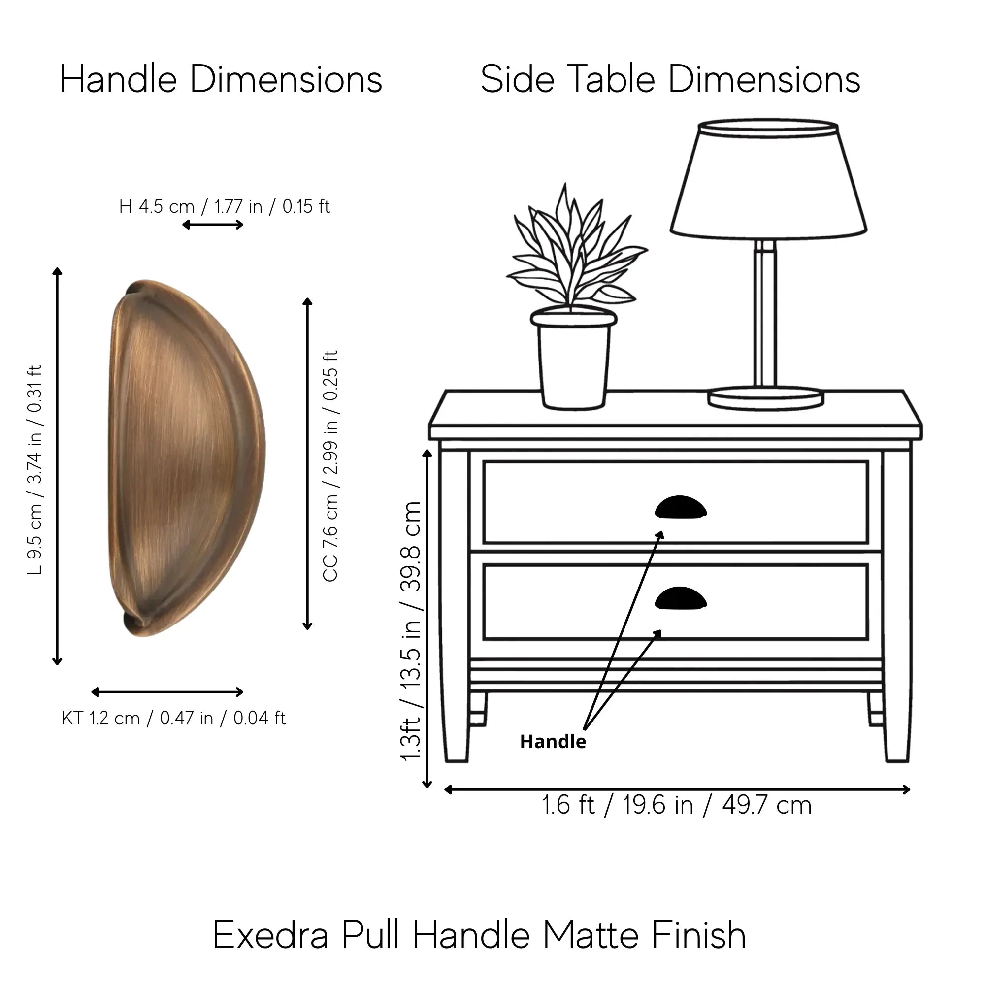Mantara Exedra Pull Knob Mattte Z-0003 is a modern zinc alloy knob in bronze, ideal for furniture and drawers.