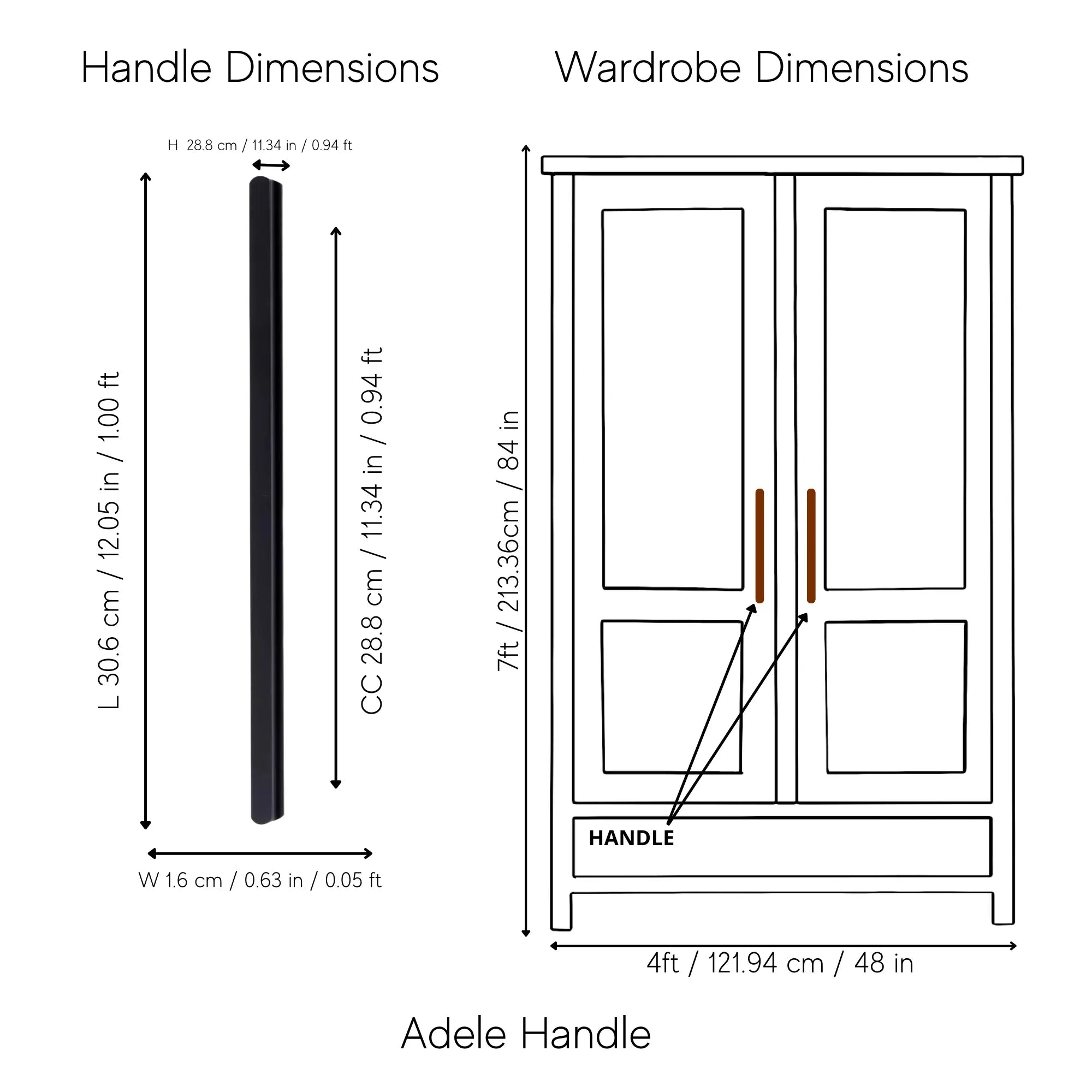 Adele Handle is a modern aluminum handle in black and grey | buy handles | buy door hardware online, Mantara AL-0016