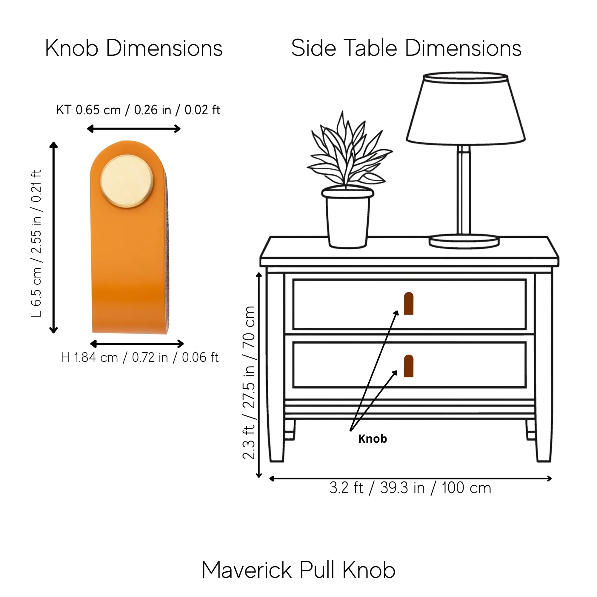 The Mantara L-0001 Maverick Pull Knob is a Nordic leather and brass knob in orange, ideal for kitchens and furniture.