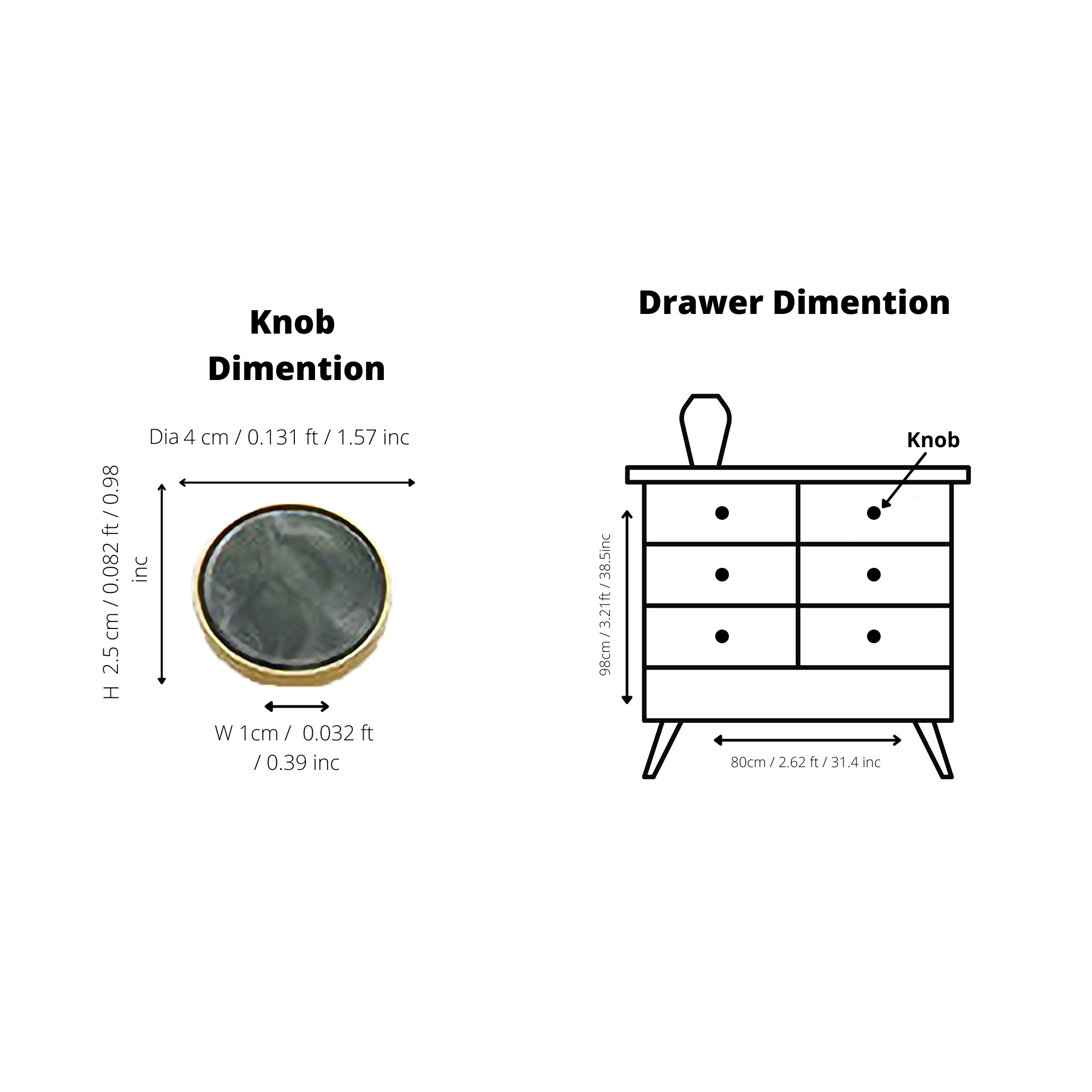 Galaxy round cabinet knob A-0005, dark green acrylic & brushed brass, dia40mm, for doors & drawers by Mantara