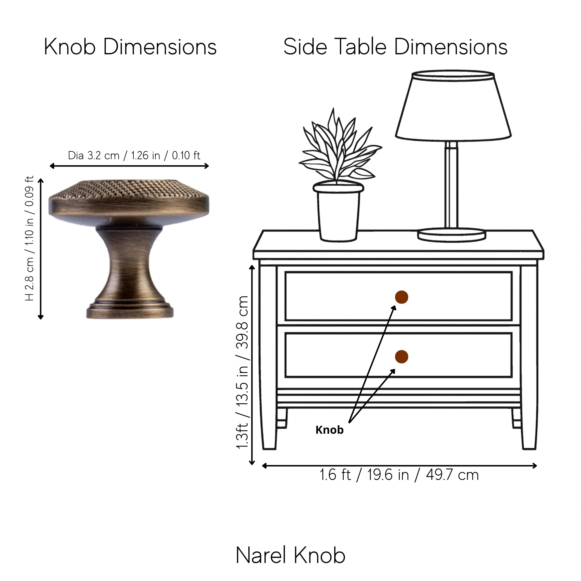 Narel Knob And Handle Pack of 1 (Made-to-order Only)