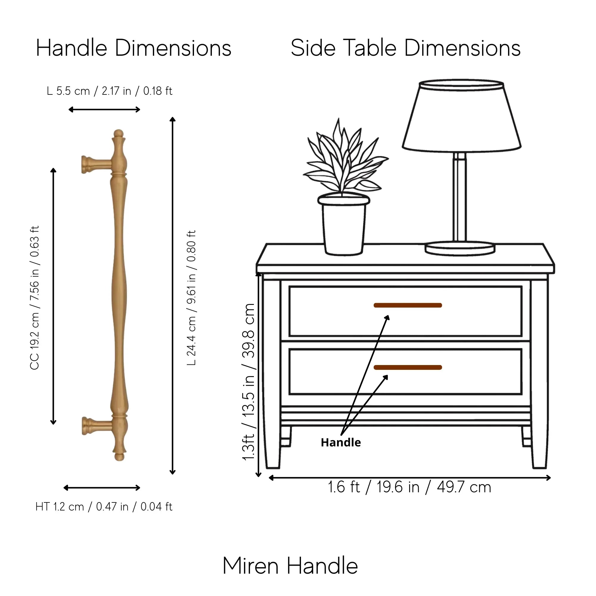The Mantara B-0125 Miren Handle is a modern brass handle in bronze and gold, ideal for kitchen drawers, cabinets, and furniture.