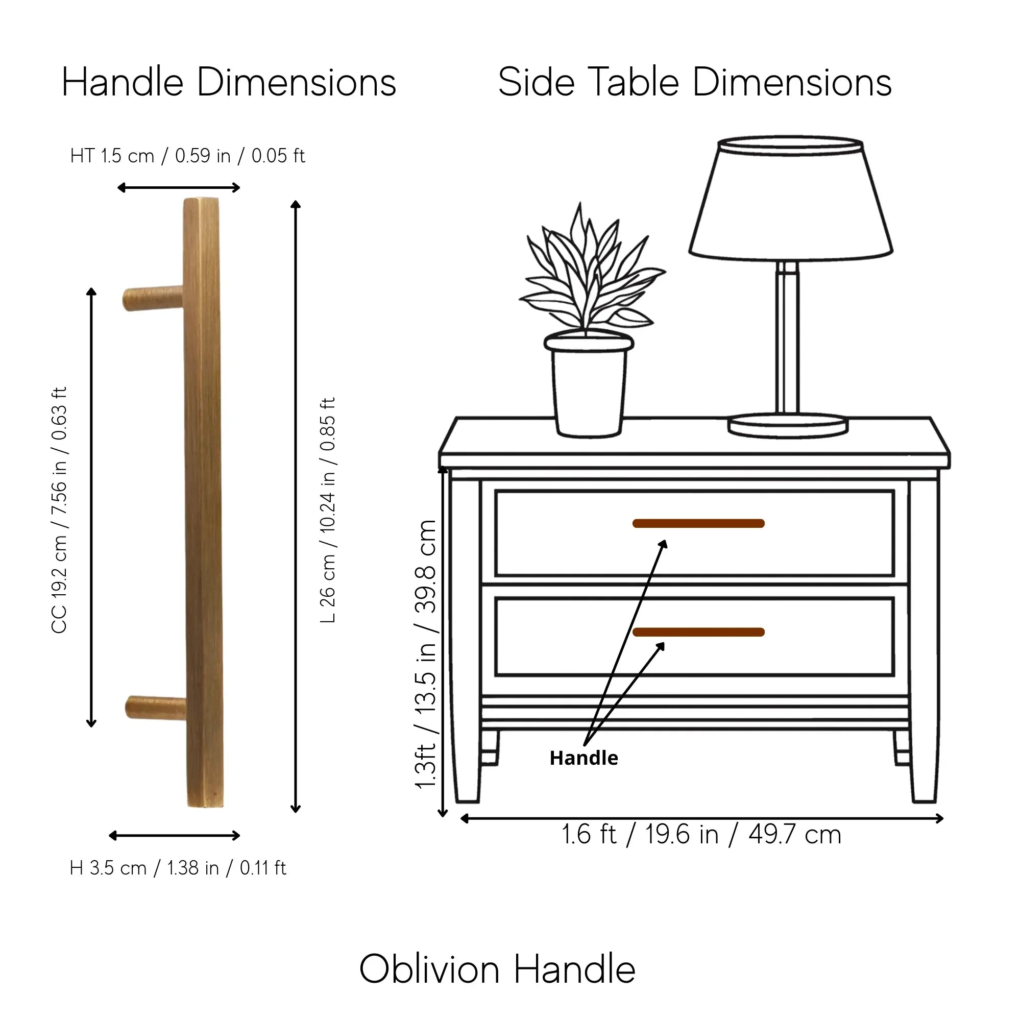 The Mantara B-0052 Oblivion T-Bar Handle is a modern solid brass handle in bronze, ideal for cabinets and kitchens.