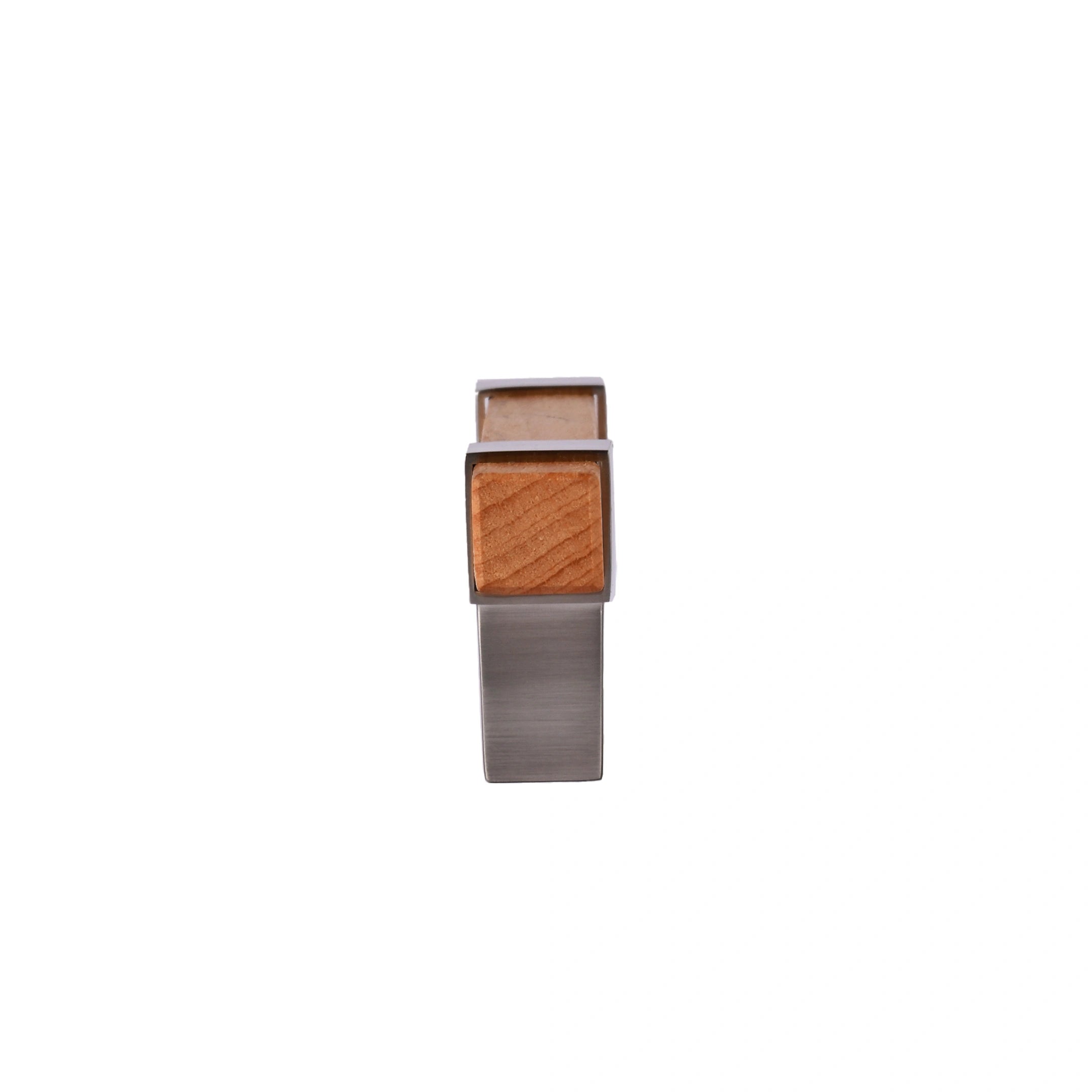 Mantara Lorien Handle W-0028 is a modern zinc and beech wood handle in silver ideal for kitchen and dresser drawers.