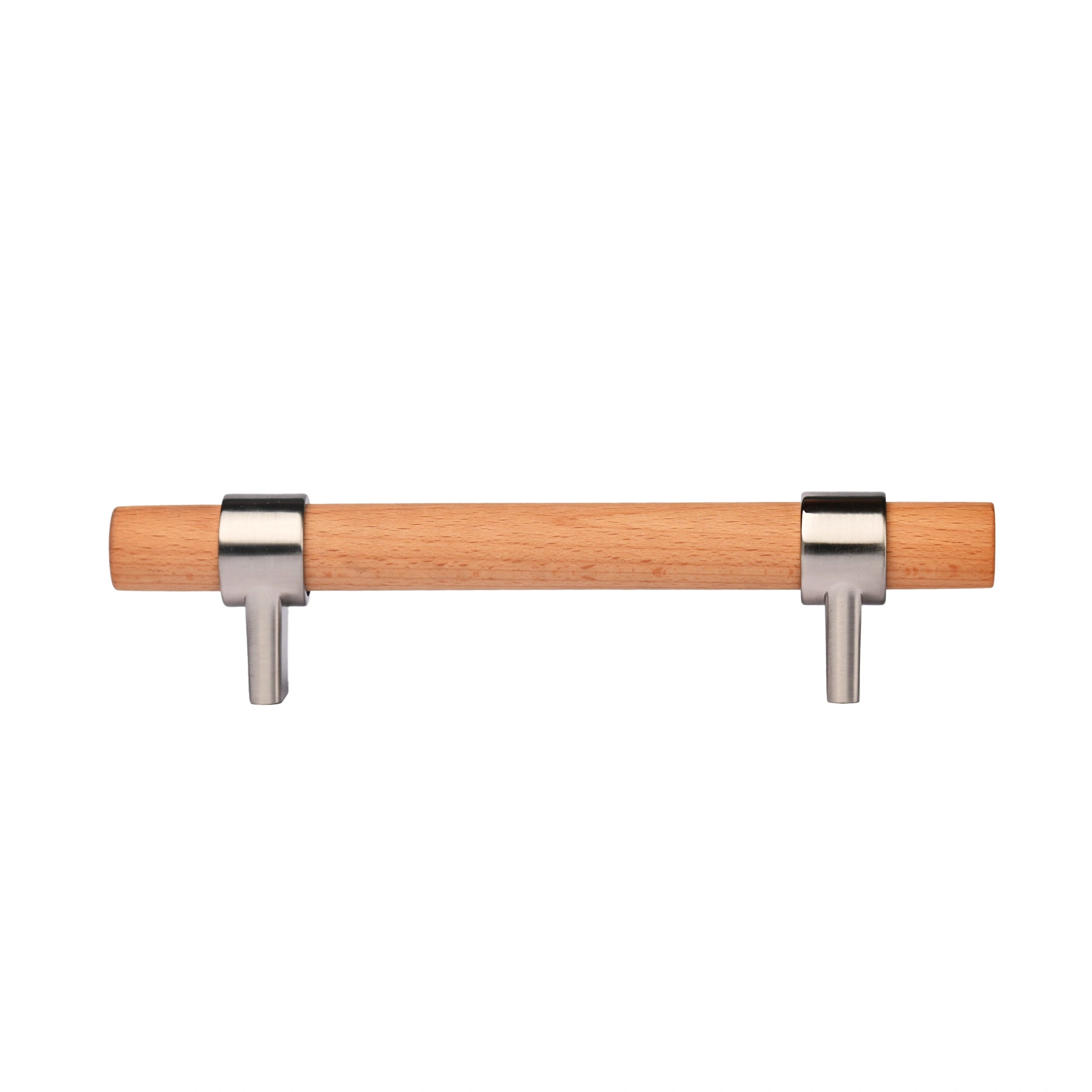 Mantara Walden Handle W-0035 is a modern zinc alloy and beech wood handle in silver ideal for kitchen and dresser drawers.