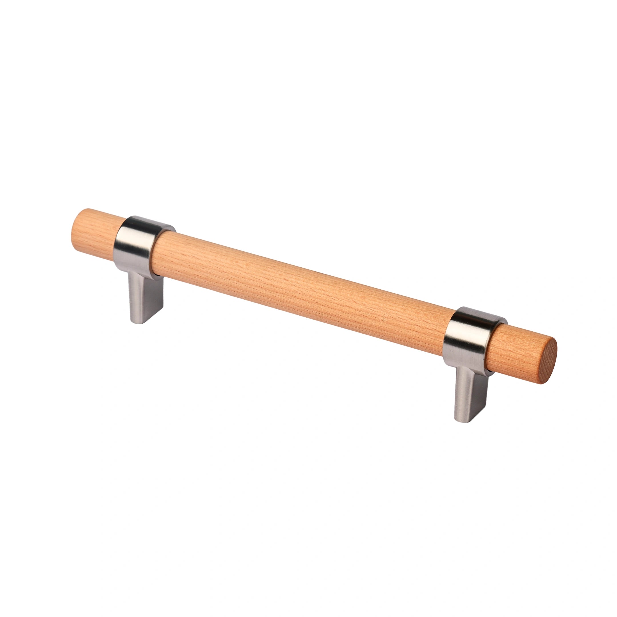 Mantara Walden Handle W-0035 is a modern zinc alloy and beech wood handle in silver ideal for kitchen and dresser drawers.