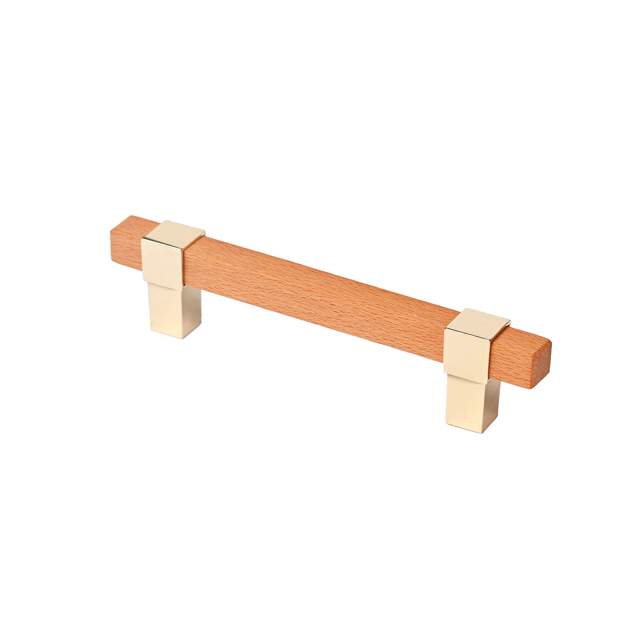 Mantara Lorien Handle W-0028 is a modern zinc and beech wood handle in Gold ideal for kitchen and dresser drawers.