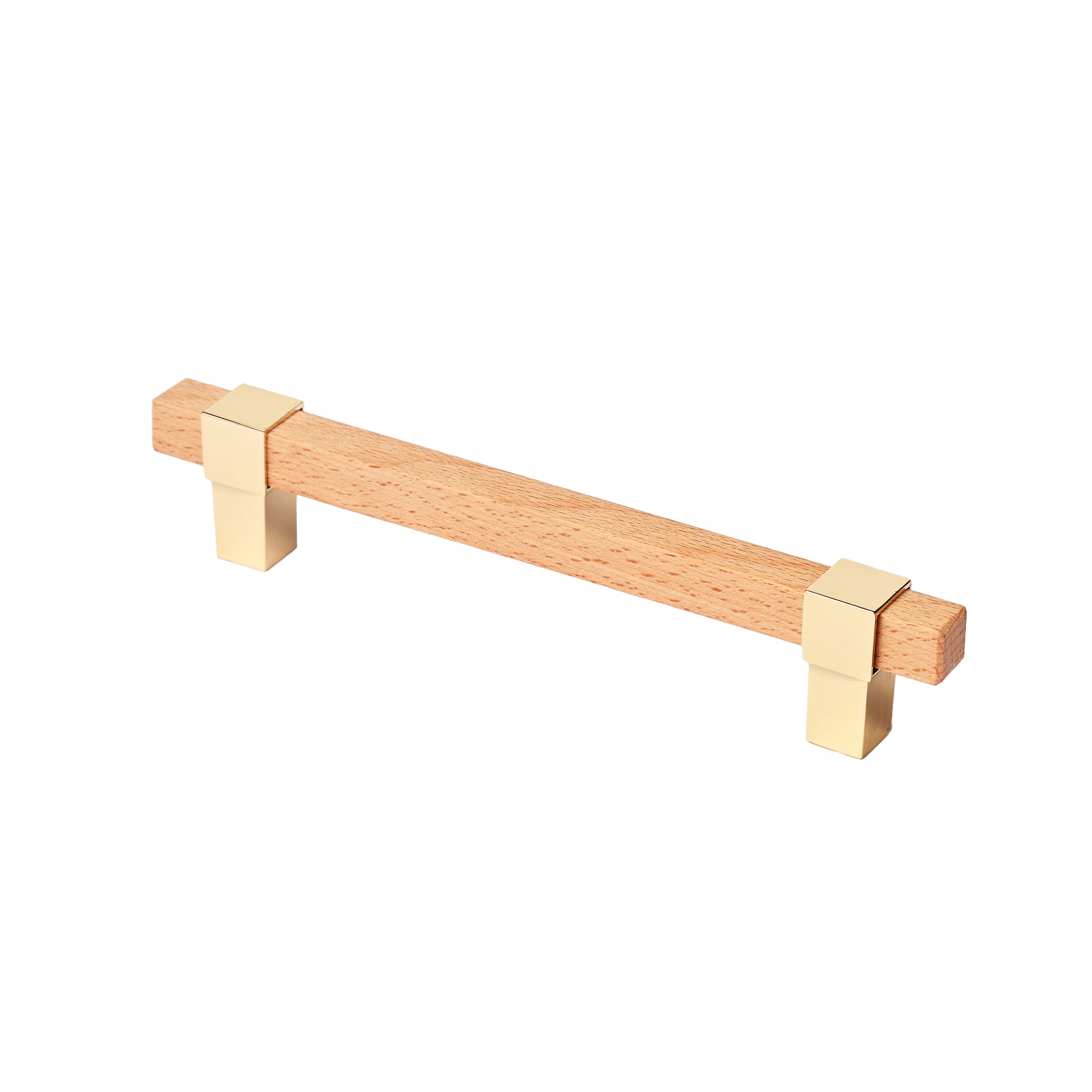 Mantara Lorien Handle W-0028 is a modern zinc and beech wood handle in Gold ideal for kitchen and dresser drawers.