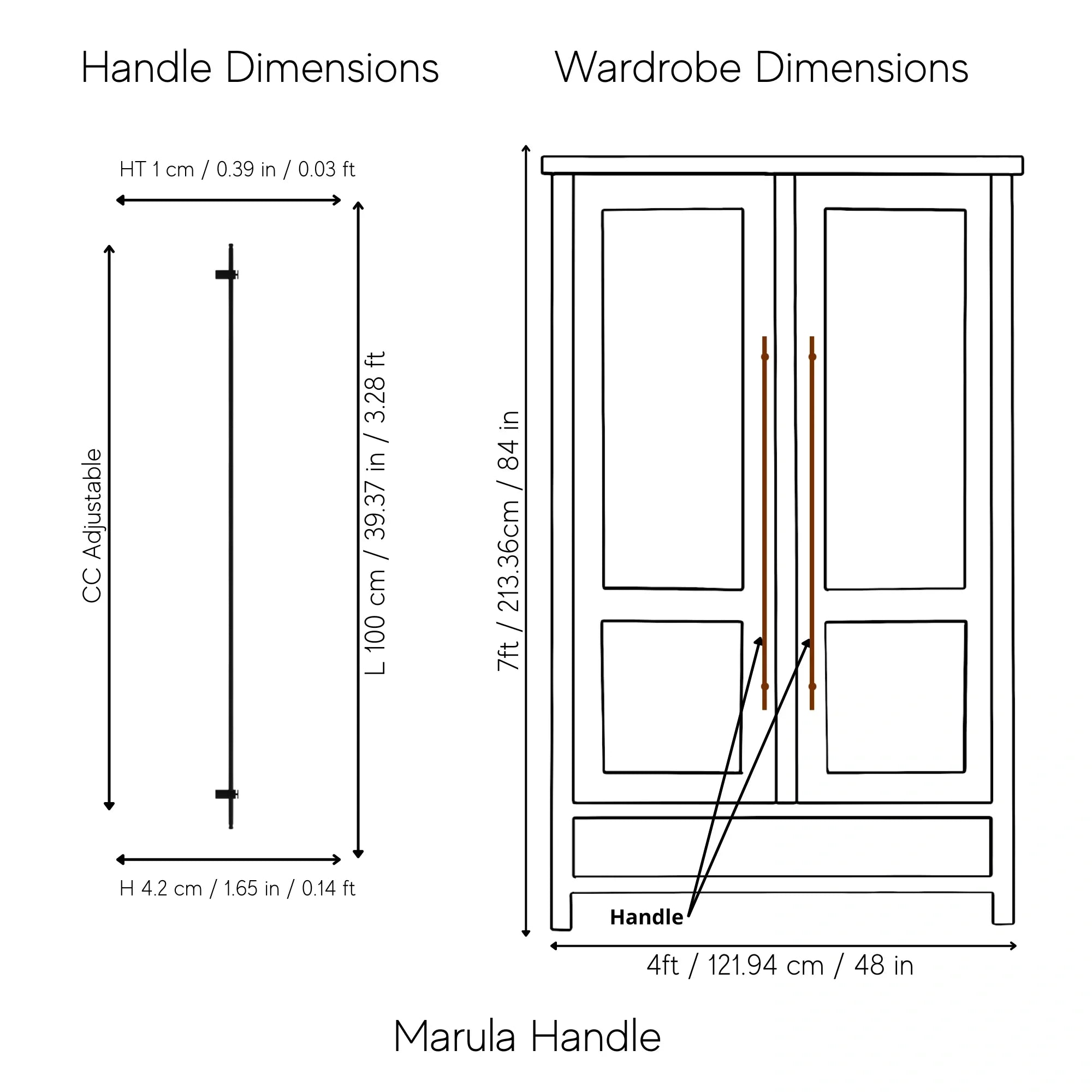Mantara Marula Handle SKU B-0081 is a modern solid brass handle in polished black for wardrobes and cabinets.