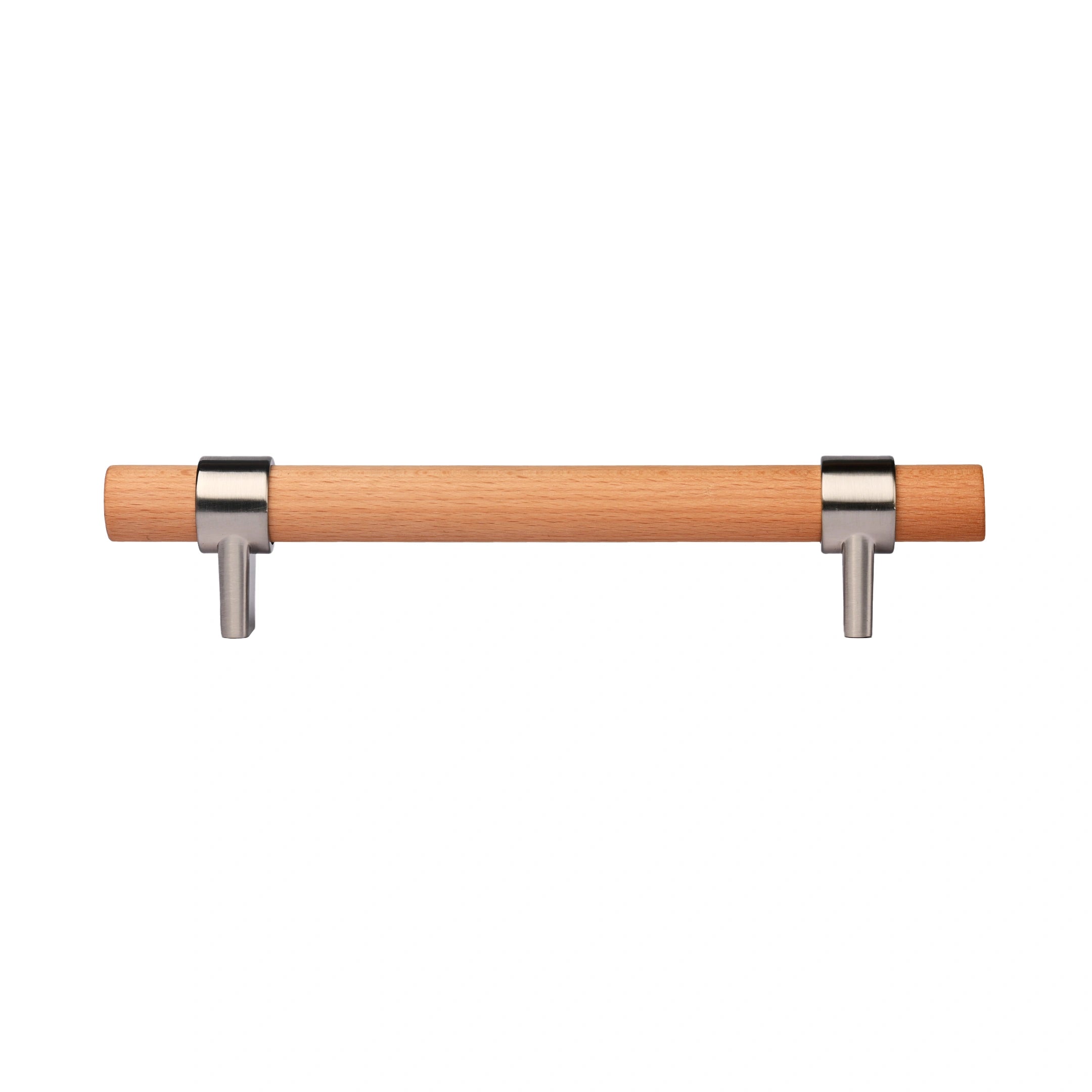 Mantara Walden Handle W-0035 is a modern zinc alloy and beech wood handle in silver ideal for kitchen and dresser drawers.