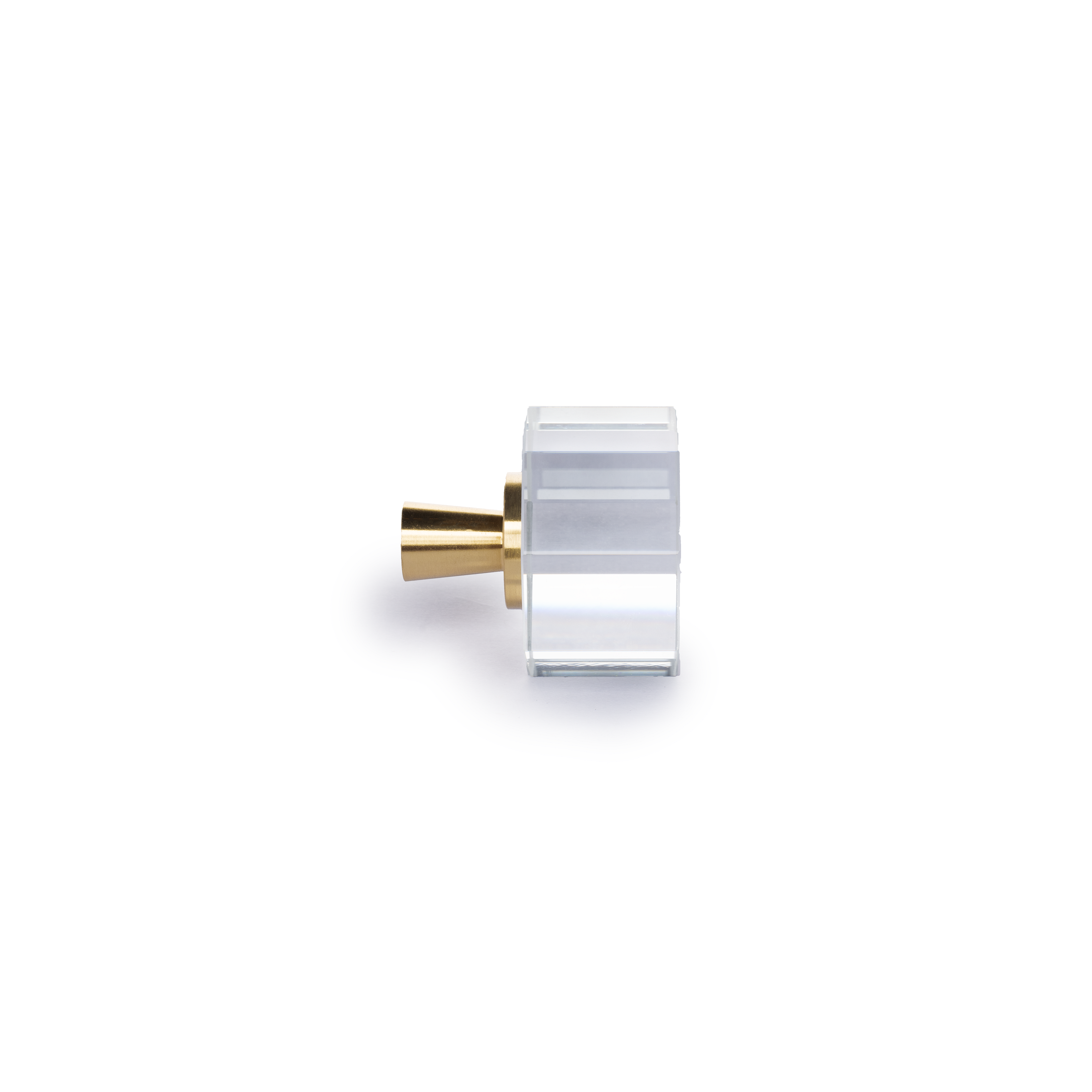 Solid brass and artificial crystal knob in white and gold finish, Allure Crystal Knob model by Mantara A-0001.