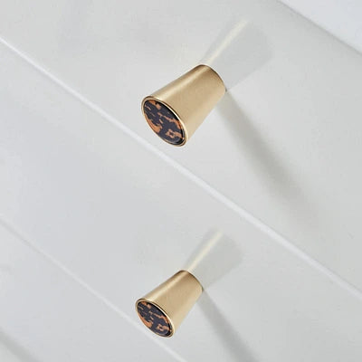 Cone knob made of brass and acrylic in orange, black and pink finishes, Galileo Knob model by Mantara, A-0004.