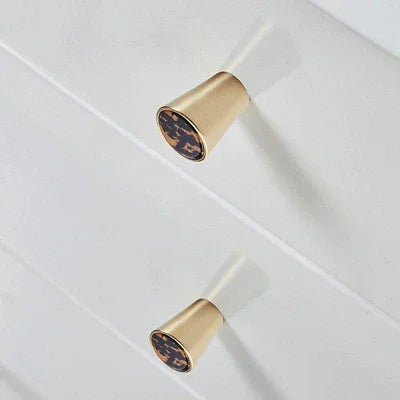 Brass & acrylic cone knob in orange, black and pink, Mantara A-0004 cabinet hardware, cabinet knobs and cabinet pulls.