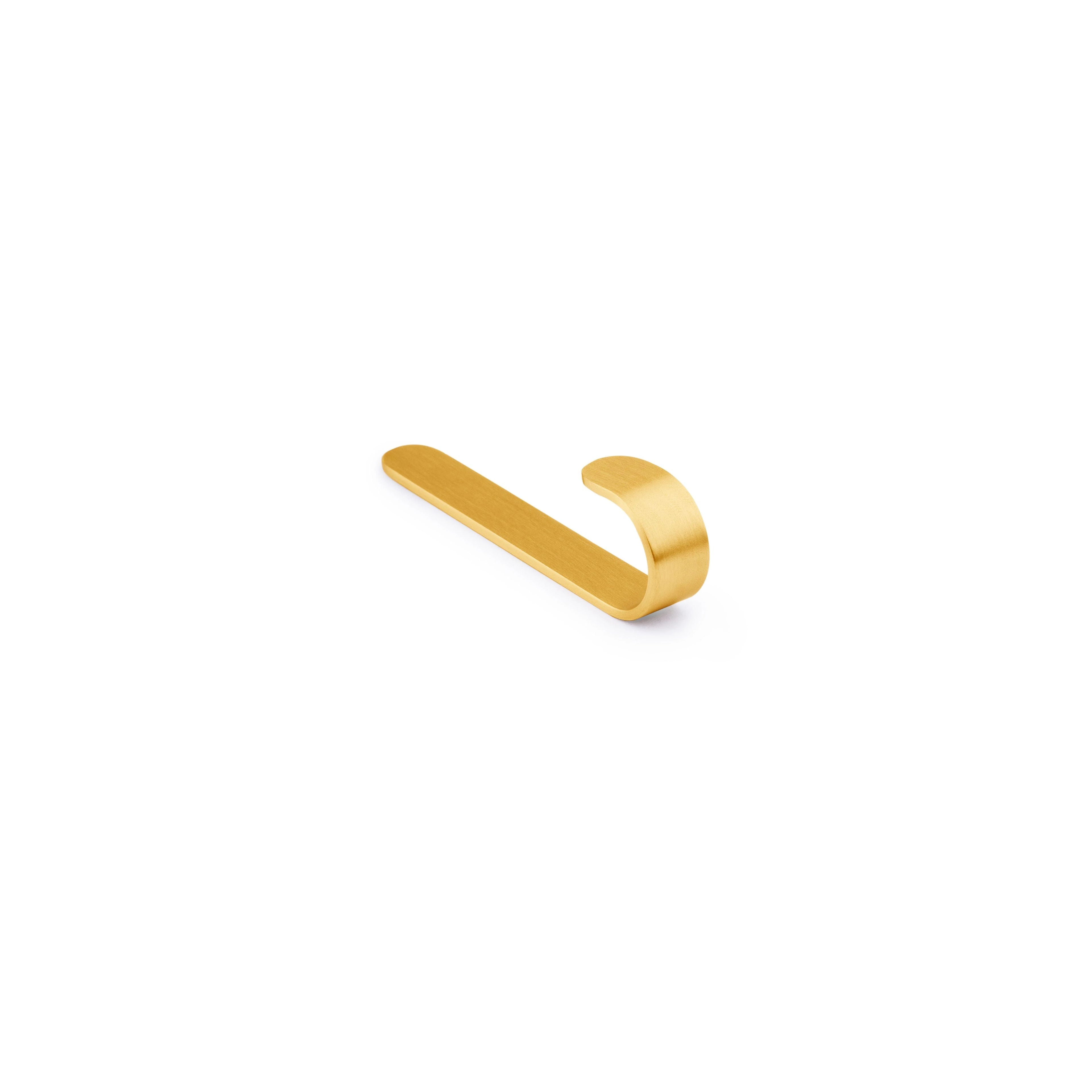 Mantara Aria Hook B-0090 is a modern brushed brass wall hook in gold, ideal for bedrooms, bathrooms, and living spaces.
