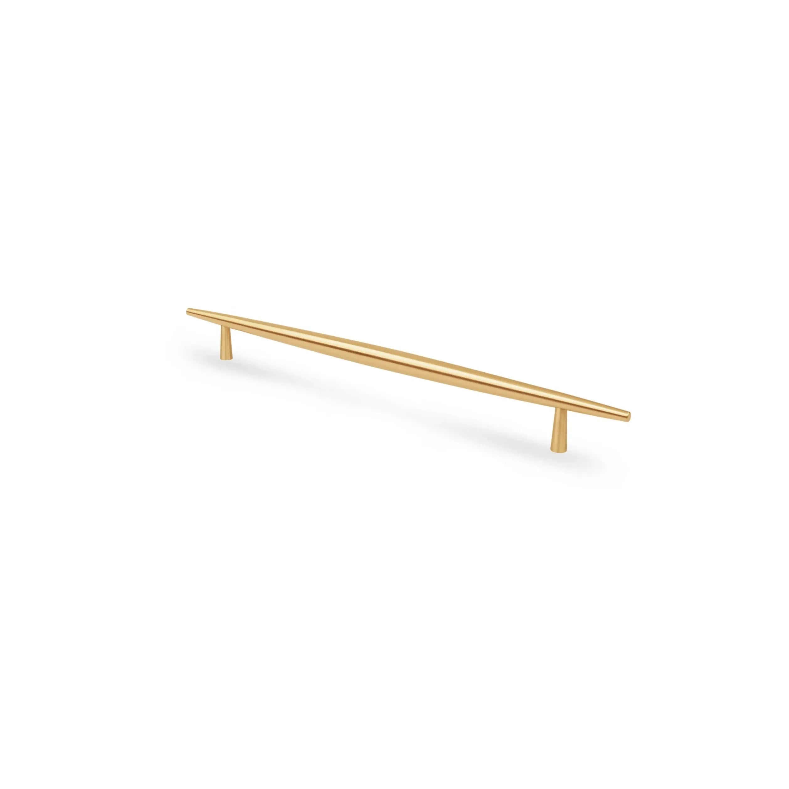 Mantara Gilded T Bar Handle B-0072 is a modern brass handle in brushed gold, ideal for wardrobes, doors, and kitchens.