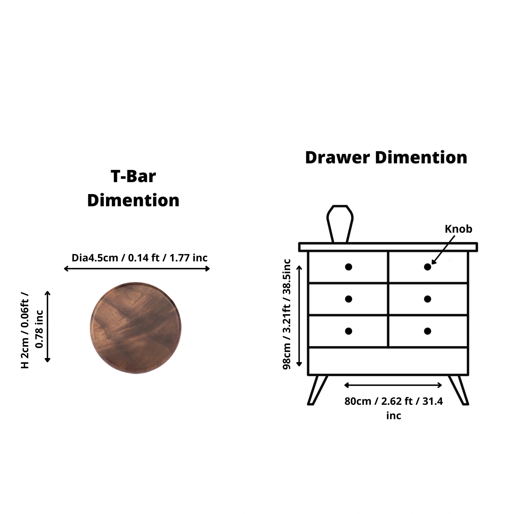 Mantara Briar Knob W-0037 is a modern wooden knob in walnut finish, ideal for kitchen and dresser drawers.