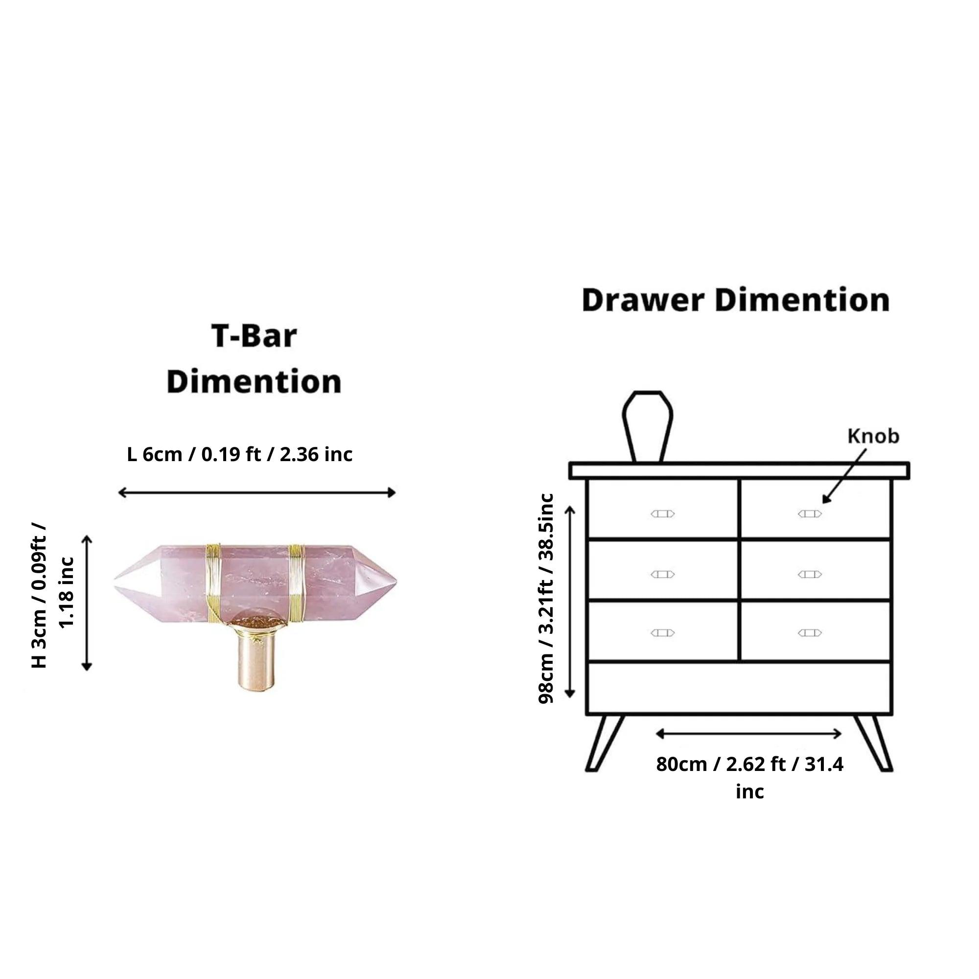 The Mantara C-0013 Mystic Handle is a modern crystal and brass knob in pink, ideal for drawers and cabinets.