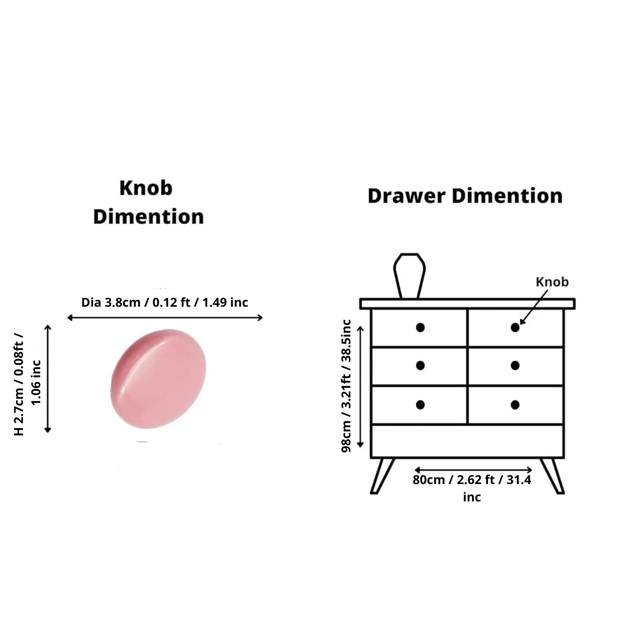 The Mantara CR-0005 Pebble Knob is a modern ceramic knob in pink with a polished finish, ideal for wardrobes and drawers.