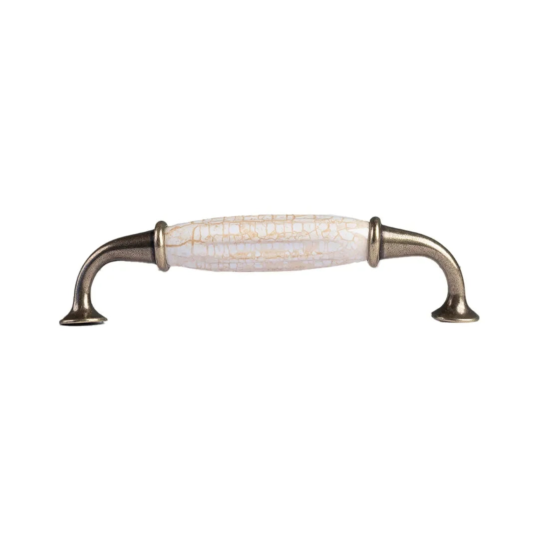 The Mantara CR-0007 Empire Knob is a traditional zinc and ceramic handle in white+brown with a polished finish, ideal for wardrobes and cabinets.