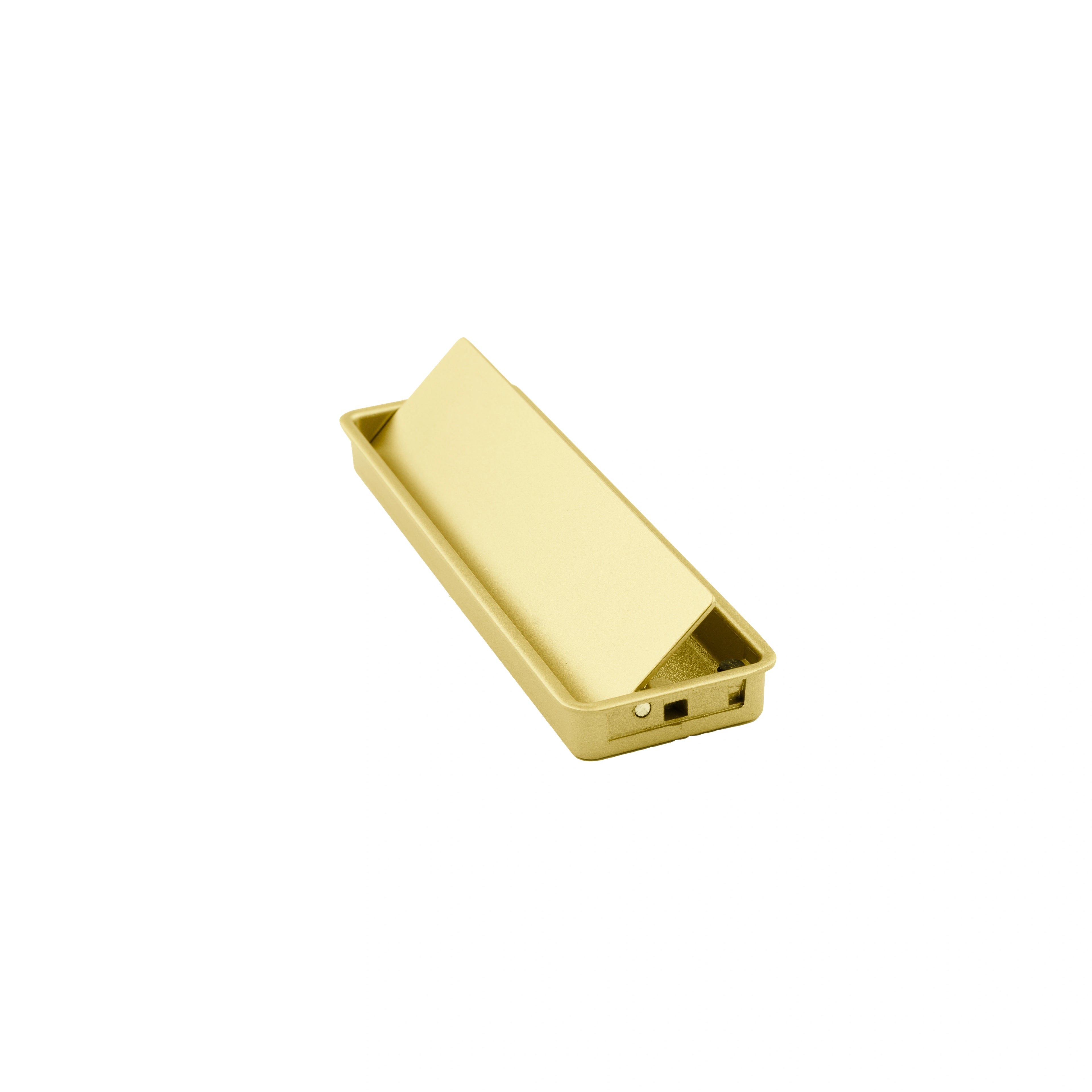 Mantara Concealed Square Handle Z-0009 is a modern zinc alloy handle in brushed gold, ideal for drawers and hooks.