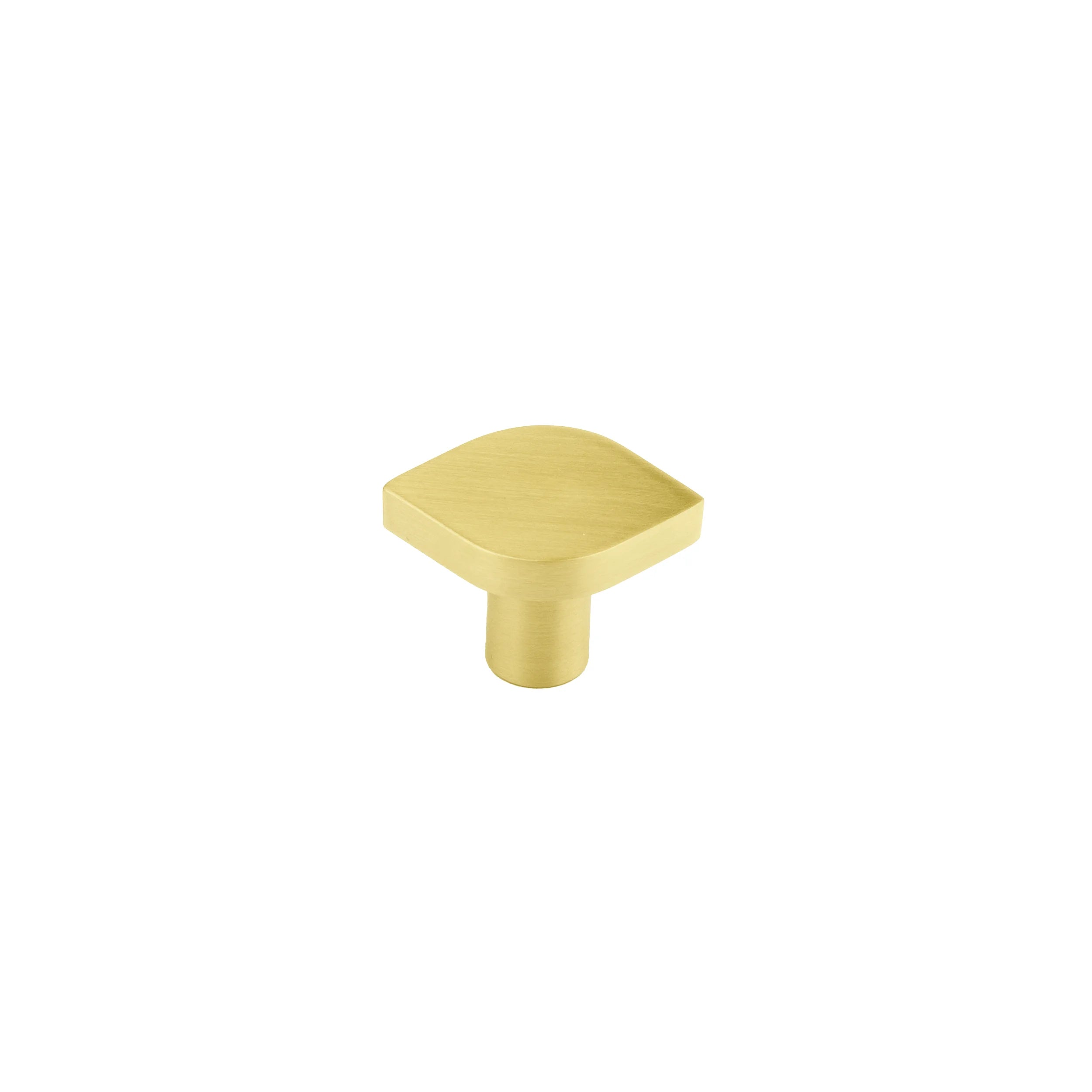 The Tarang Knob by Mantara (B-0104) is a brushed brass modern pair knob in gold, perfect for wardrobes, doors, and kitchens.