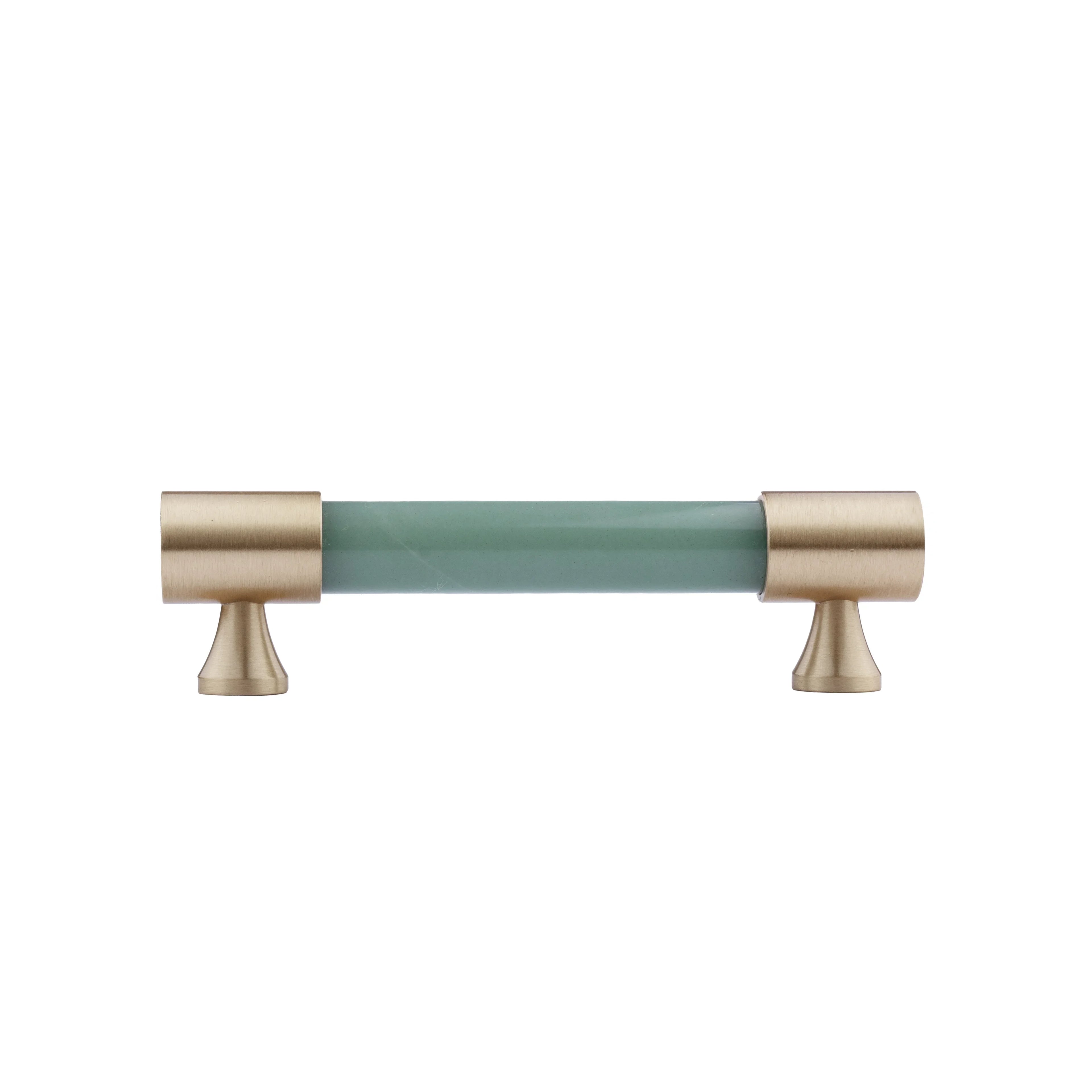 The Mantara C-0014-96 Haze Handle is a modern crystal and brass handle in green, ideal for cabinets and wardrobes.