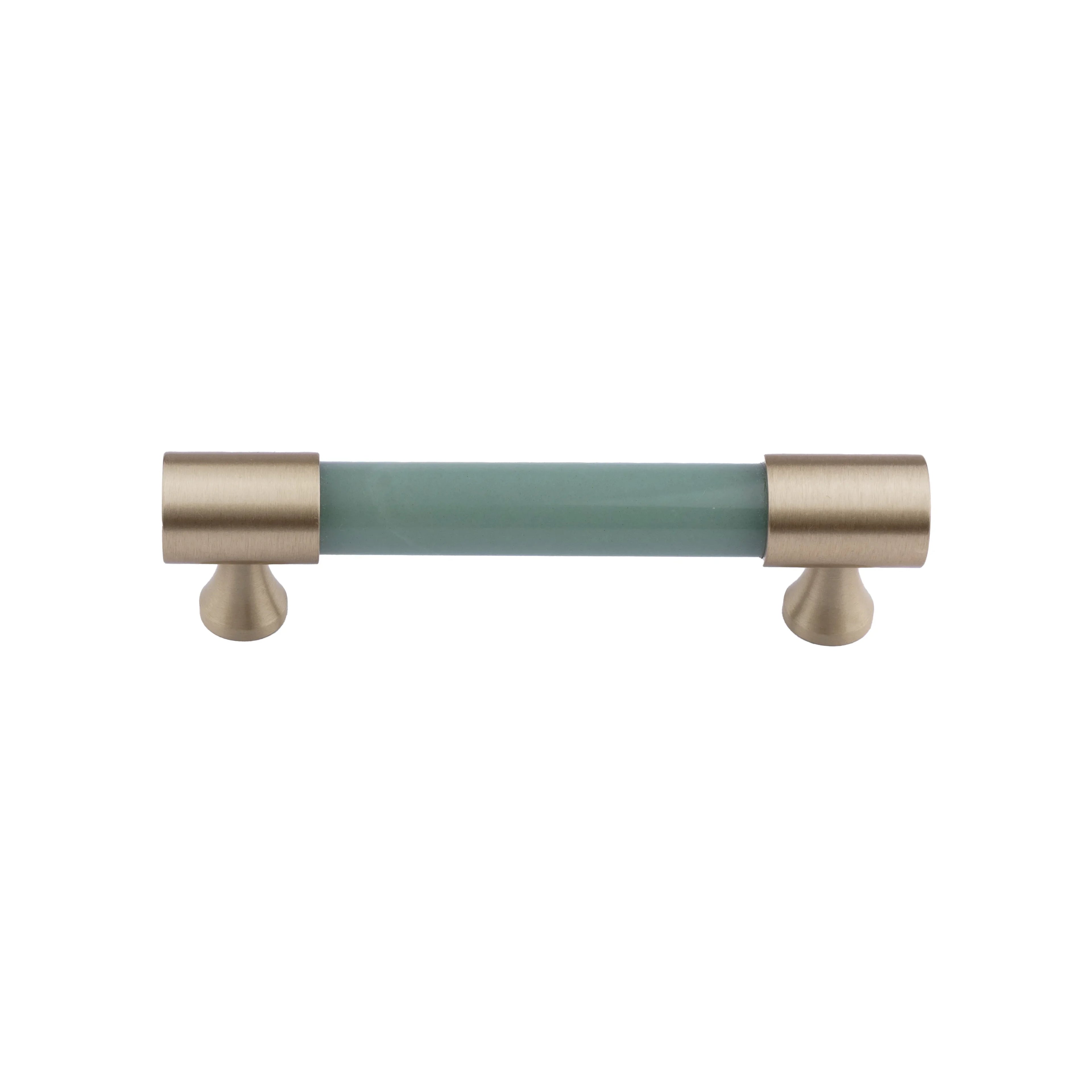 The Mantara C-0014-96 Haze Handle is a modern crystal and brass handle in green, ideal for cabinets and wardrobes.