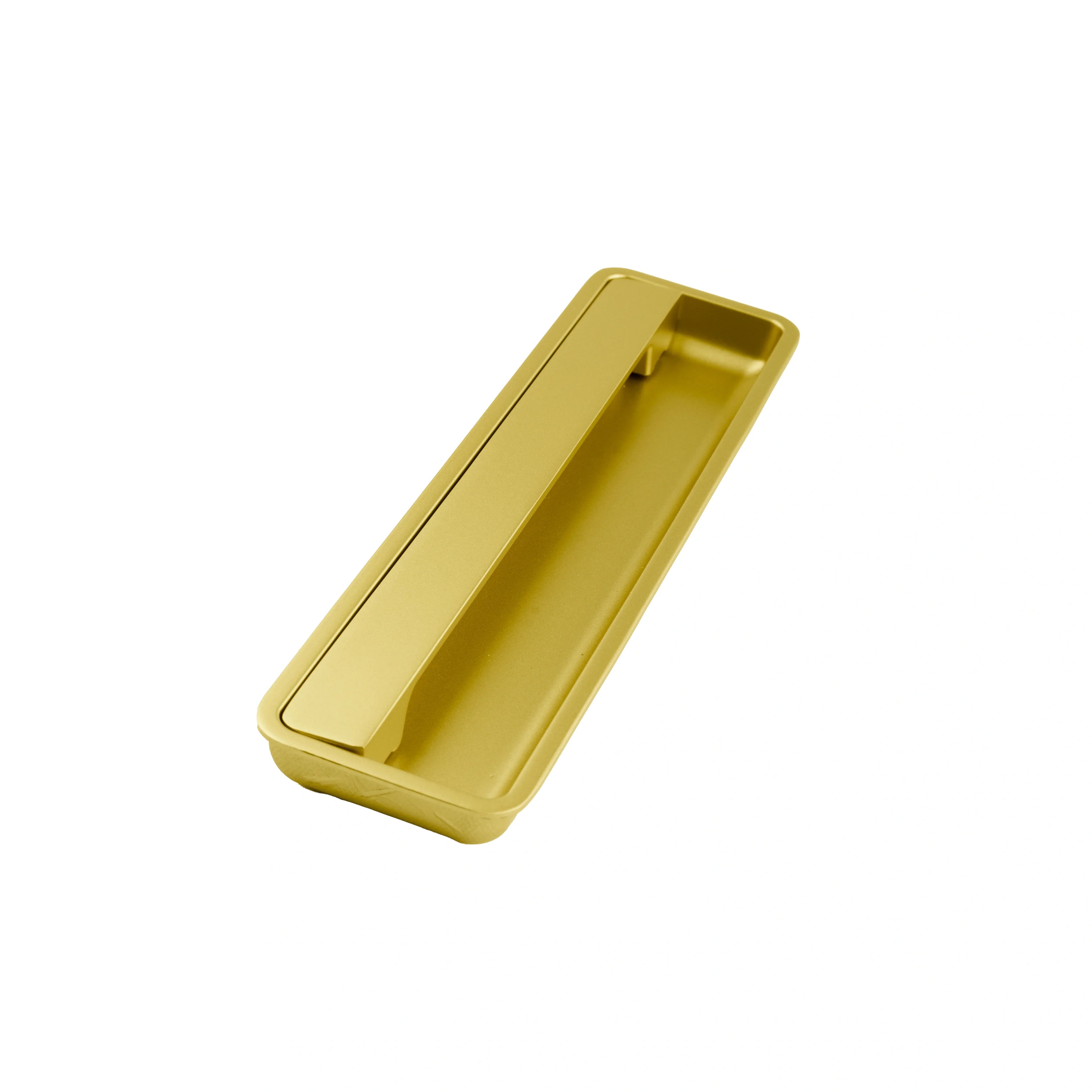 Mantara Concealed Square Handle Z-0011 is a modern zinc handle in matte gold, ideal for sliding doors and furniture.