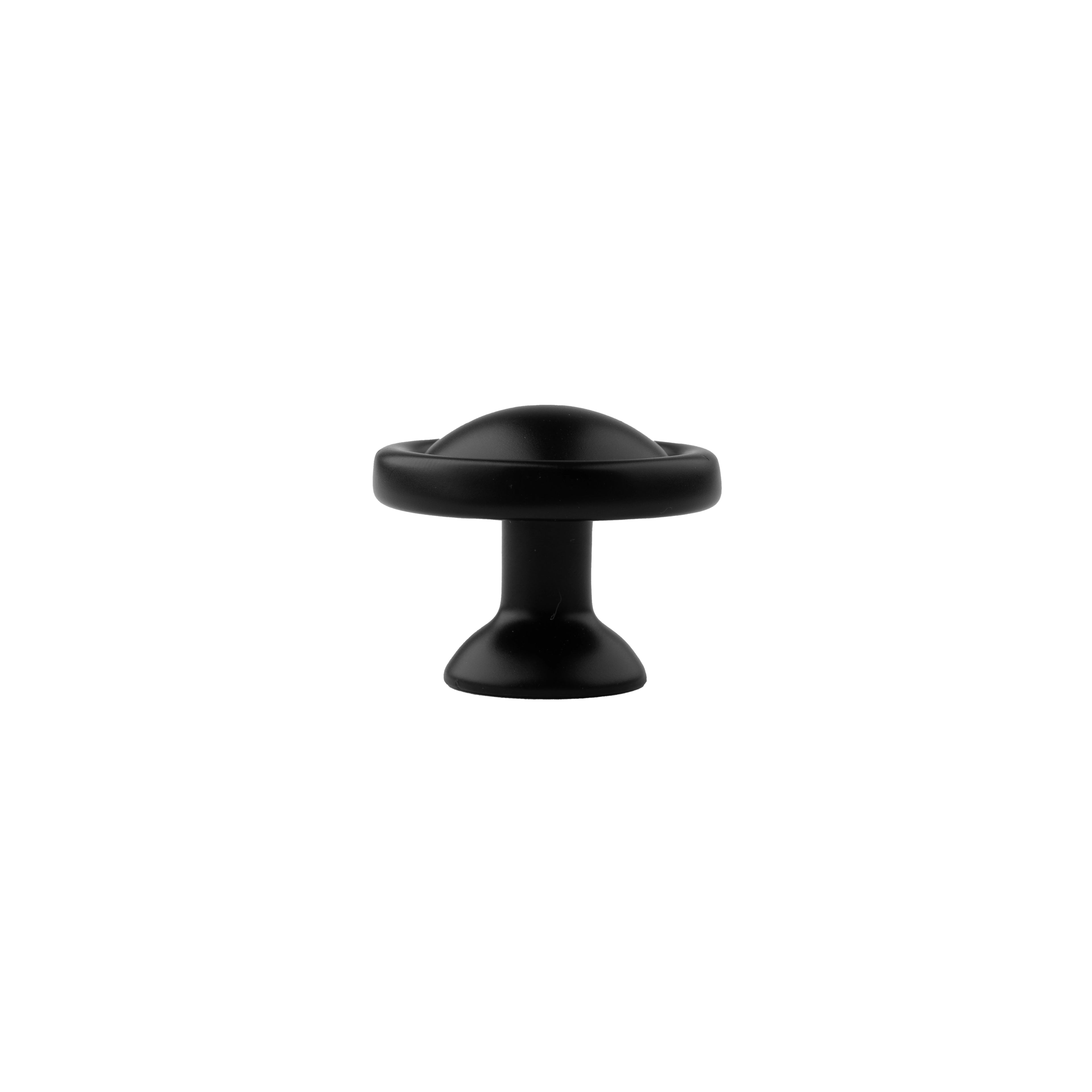 Mantara Black Button Knob Z-0002 is a modern zinc alloy knob in matte finish, ideal for wardrobes and furniture.