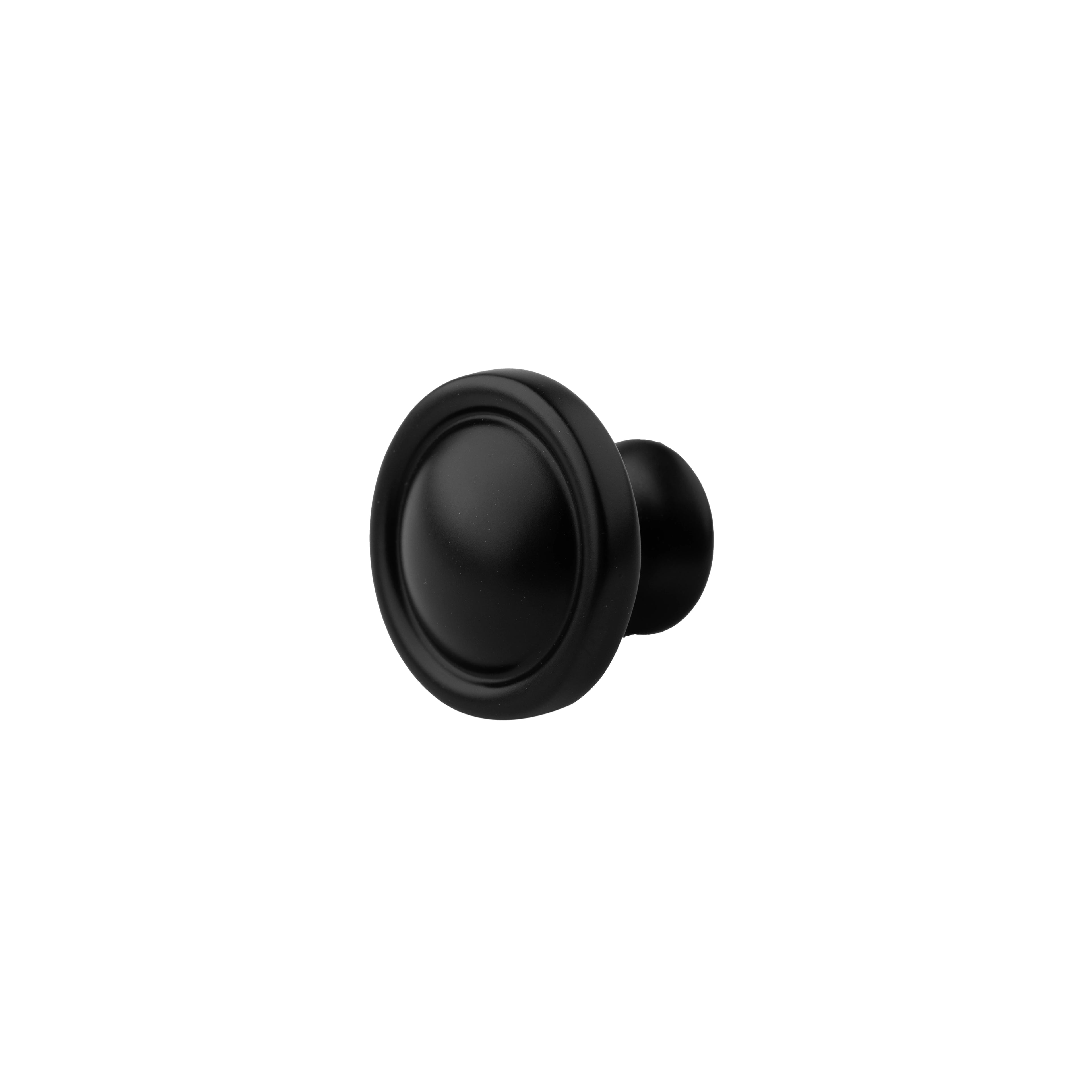 Mantara Black Button Knob Z-0002 is a modern zinc alloy knob in matte finish, ideal for wardrobes and furniture.