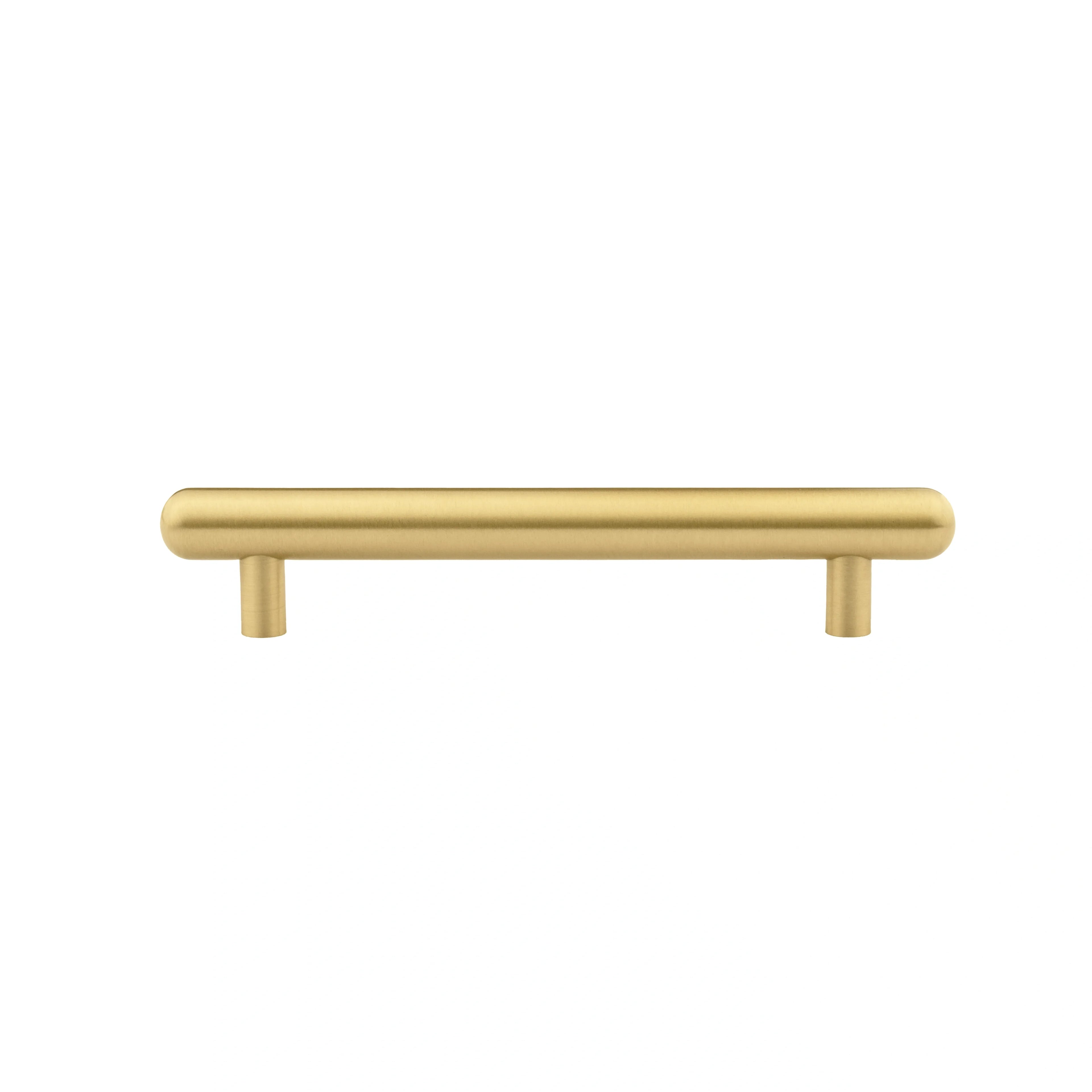 Mantara Pantheon Handle B-0053 is a modern matte brass handle in gold, ideal for kitchens, wardrobes, and cabinets.