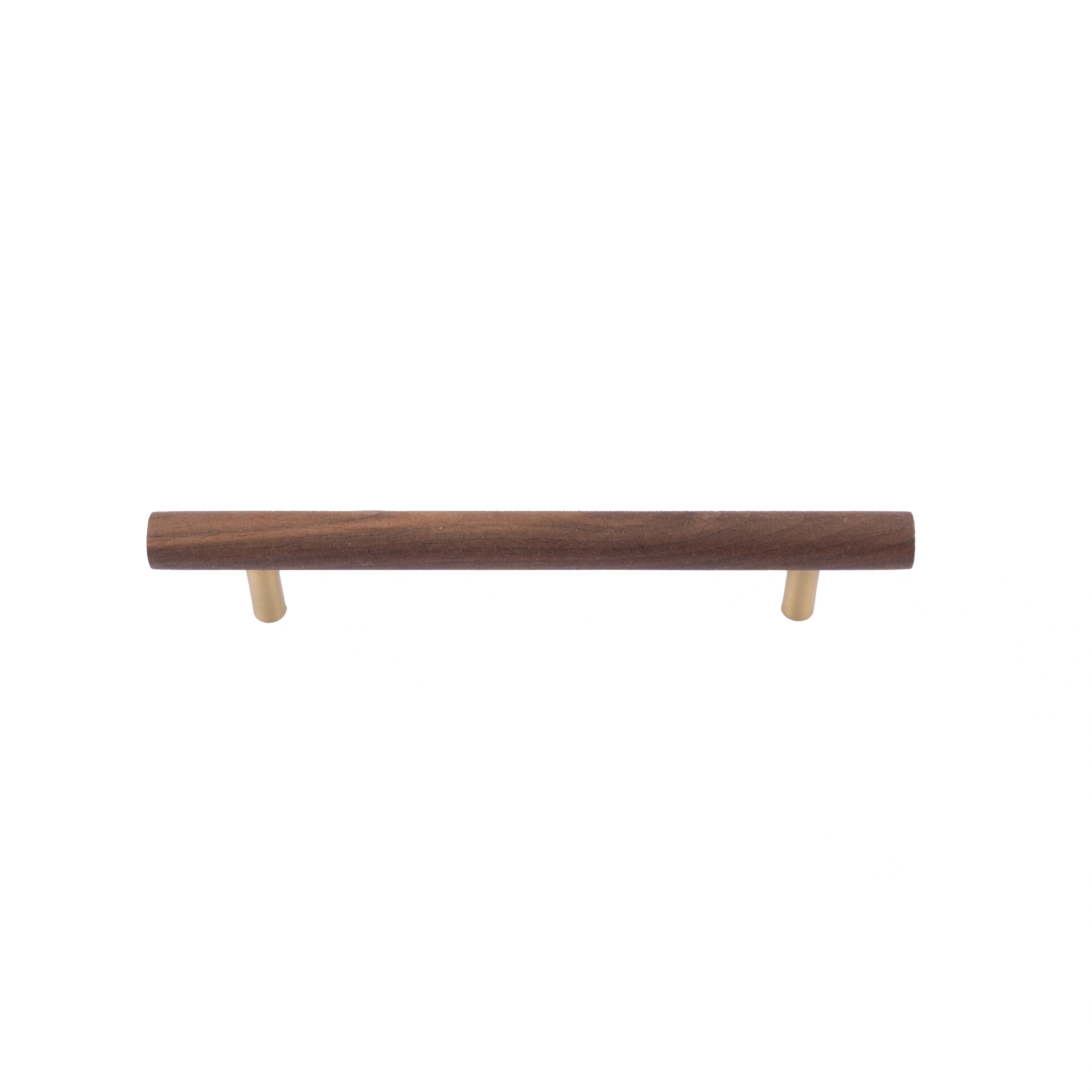 Mantara Tudor Handle W-0007 is a modern brass & walnut handle in brown, ideal for main doors, wardrobes & cabinets.