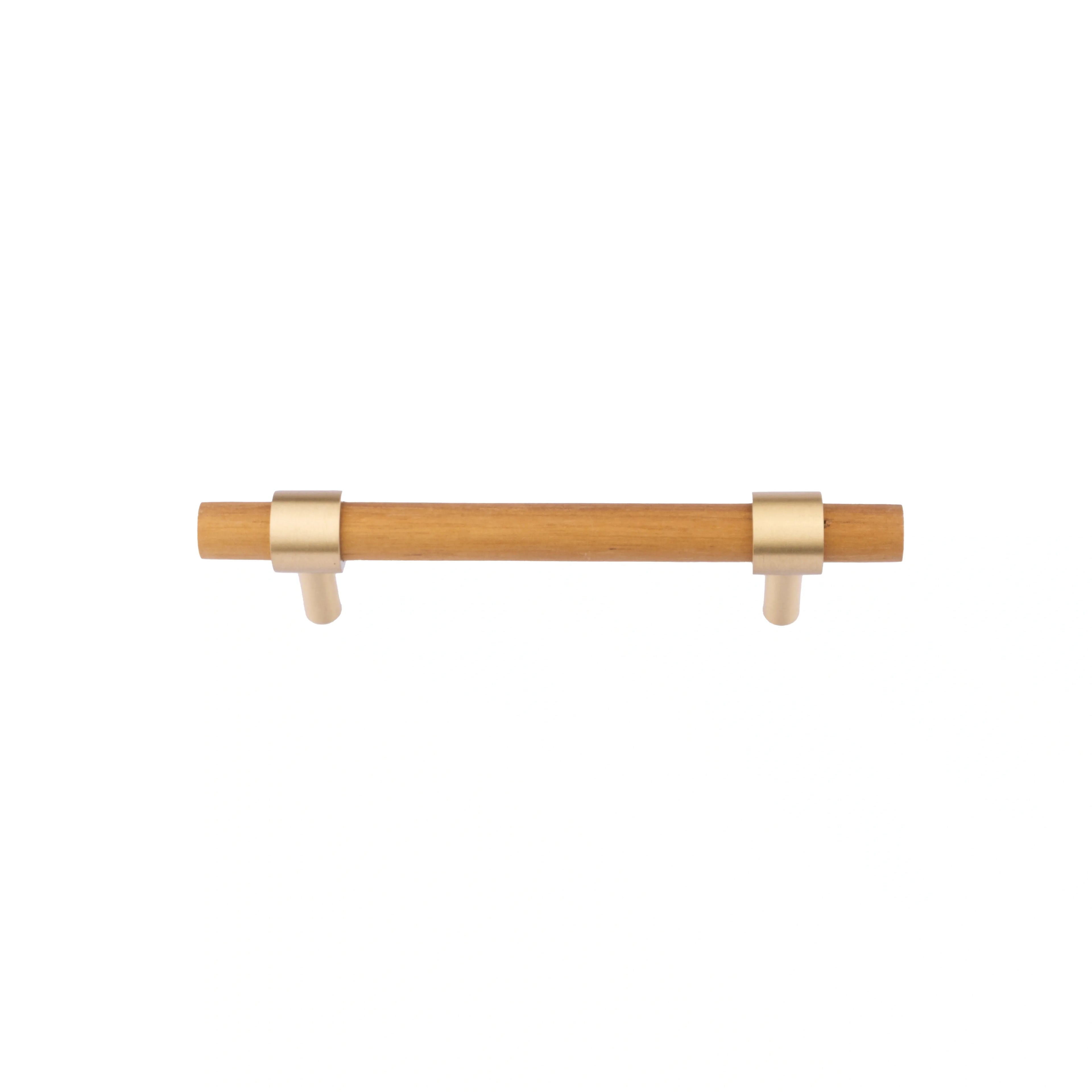 Mantara Holt Handle W-0010 is a modern walnut wood & brass handle in dark brown with brushed finish, ideal for wardrobes & drawers.