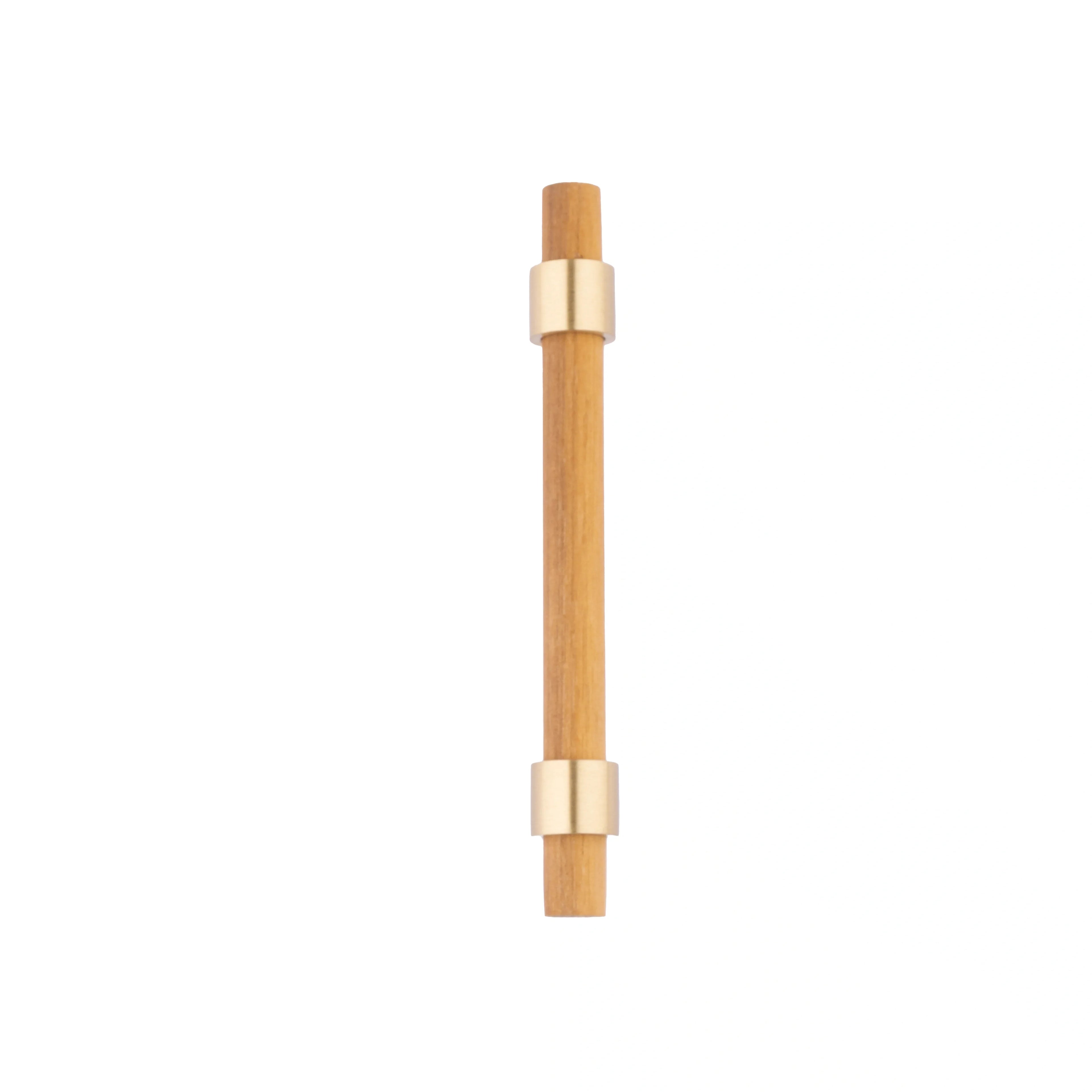 Mantara Holt Handle W-0010 is a modern walnut wood & brass handle in dark brown with brushed finish, ideal for wardrobes & drawers.